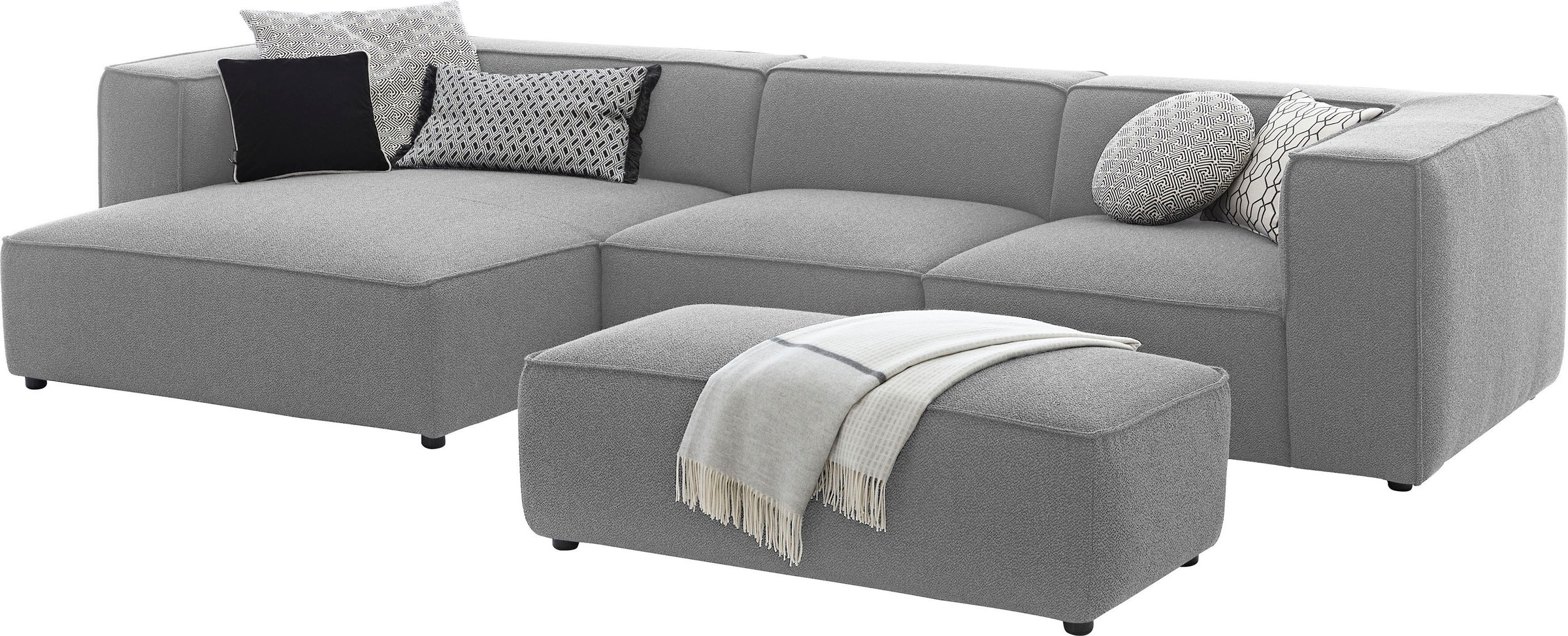 W.SCHILLIG Ecksofa »around-the-block Mega Sofa, viel Platz und hoher Sitzkomfort, L-Form« mit eleganter Biese, mit Federkern, Breite 341 cm