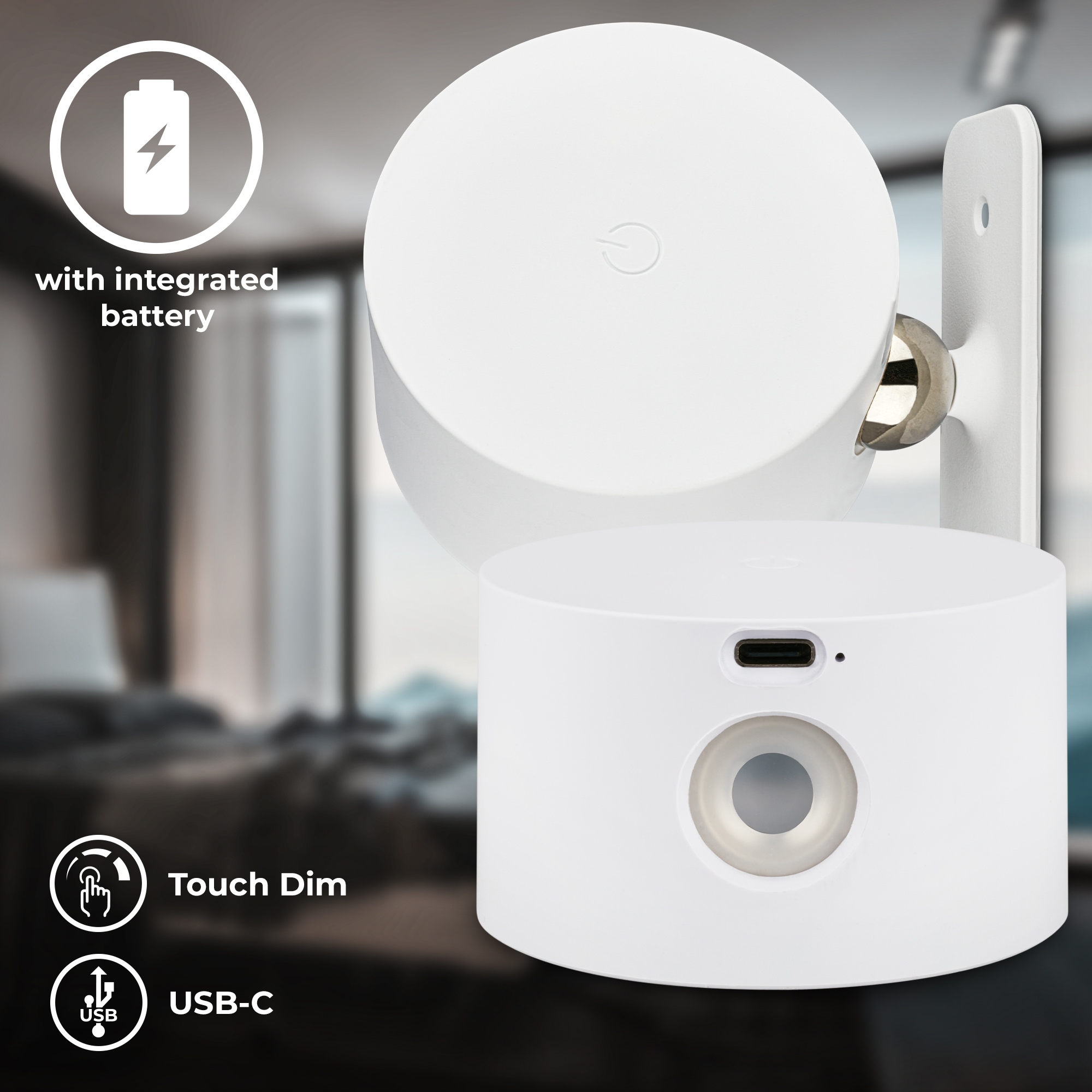 B.K.Licht LED Wandleuchte »BKL1596 Magnetische Akku Wandlampe, 3-Stufen Dimmer, mit USB-C«, 1 flammig, Leuchtmittel LED-Modul | LED fest integriert, CCT-Funktion, 150Lm, 2W, 14h Leuchtdauer, 4,5 x 8 x 9,5 cm, Weiß