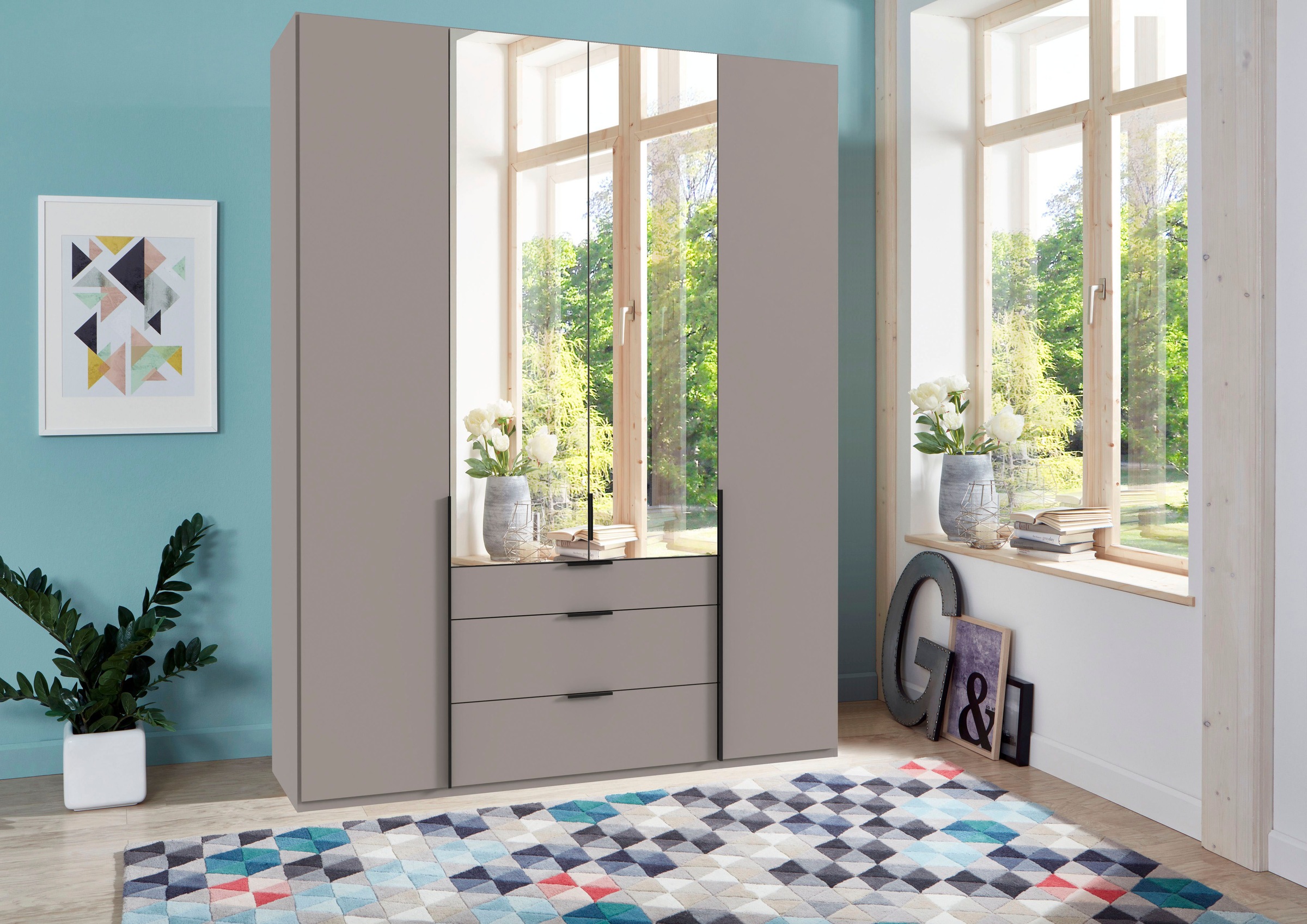 Wimex Drehtürenschrank »Mugano« mit langen oder kurzen Griffen aus Metall, günstig online kaufen