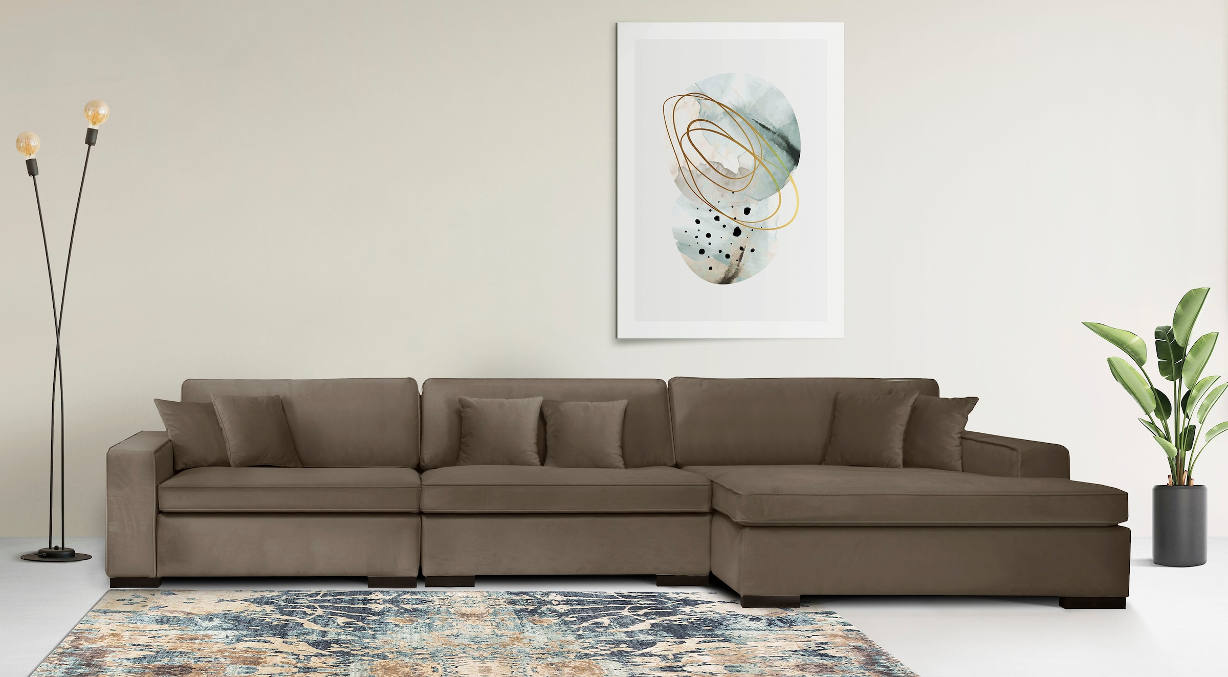 Home affaire Ottomane »Skara L-Form«, Lounge-Sofa mit Federkernpolsterung, günstig online kaufen