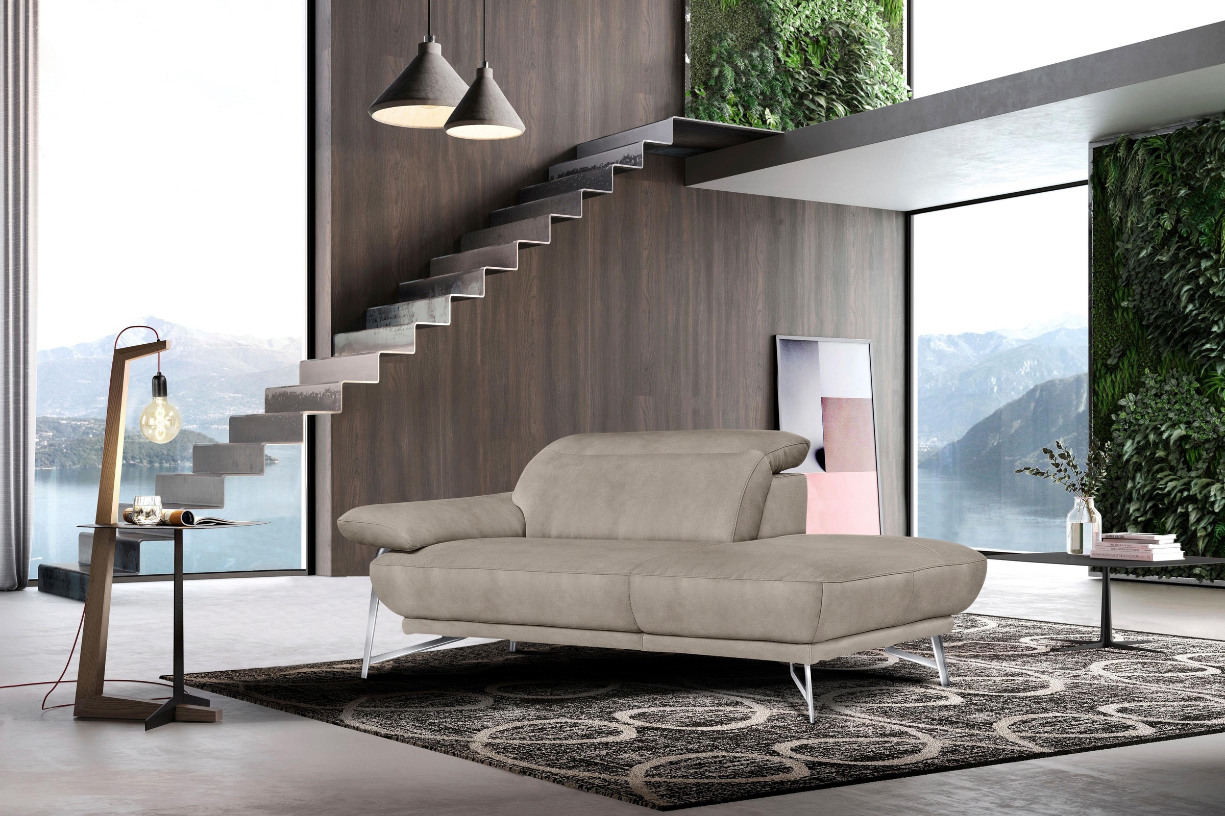 Egoitaliano Polstergarnitur »Anais, Design mit hohem Sitzkomfort für mehr Bequemlichkeit«, Set: bestehend aus Sofa und Ottomane, inkl. Kopfteilverstellung