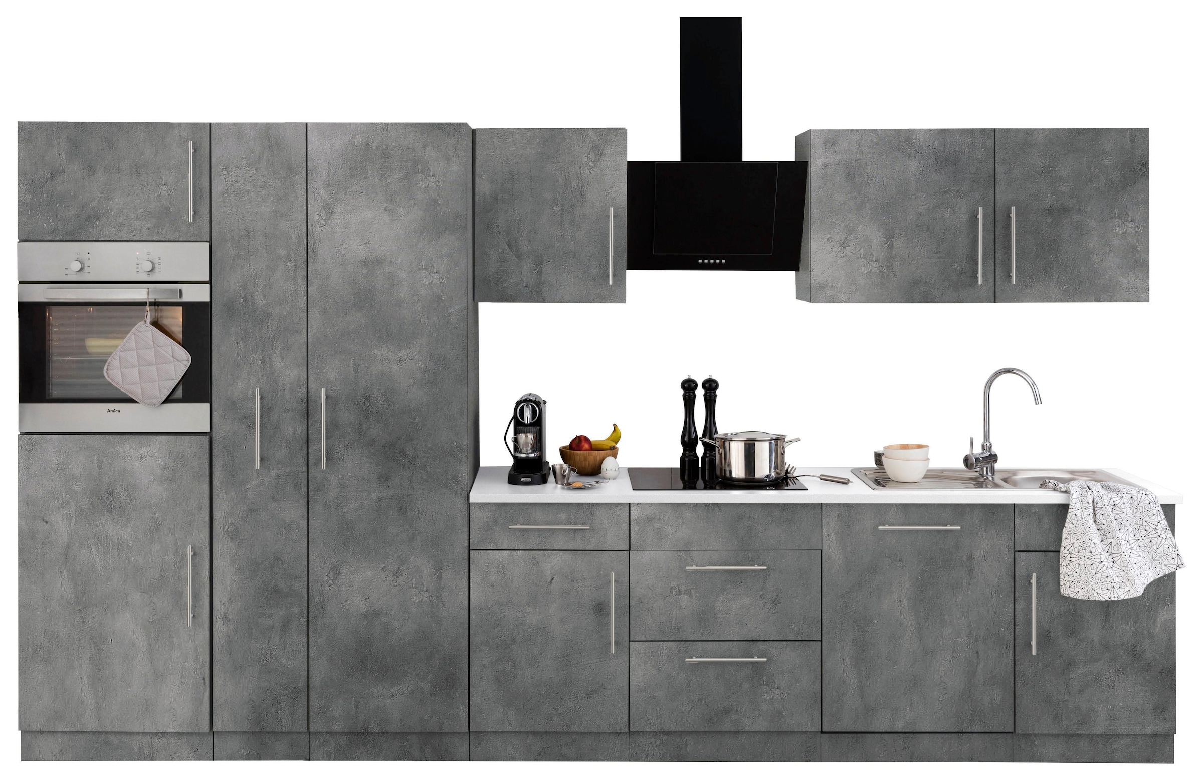 Metallgriffen Küchenzeile 360 Breite »Cali«, bestellen E-Geräten, mit Küchen online mit cm wiho