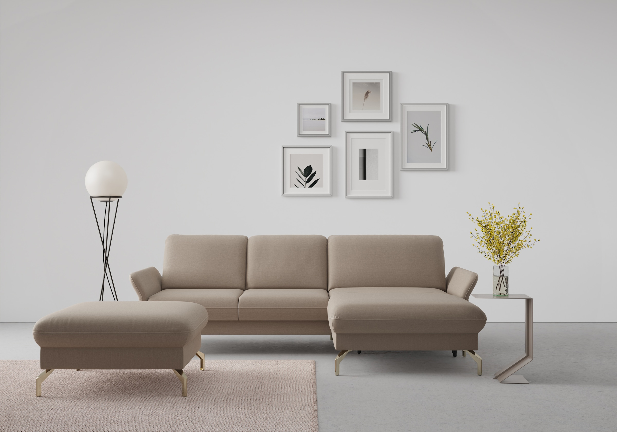 sit&more Ecksofa »Fashion L-Form«, wahlweise mit Kopfteilverstellung, Vorziehsitz, motorisch, Nickelfüße