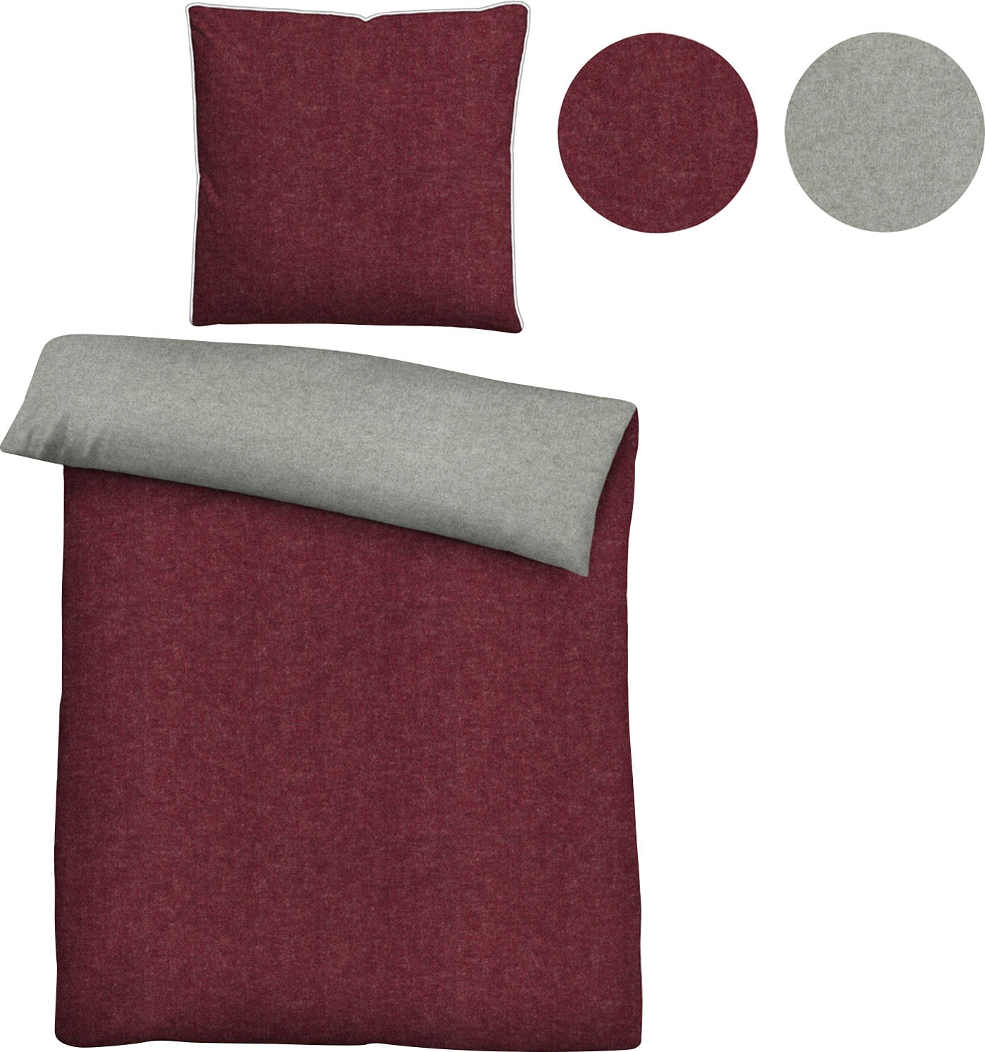 Biberna Wendebettwäsche »Hermal«, aus weicher, wohlig warmer Flanell (Biber) Qualität in Melange Optik, aus 100% Baumwolle, STANDARD 100 by OEKO-TEX® zertifiziert, Made in Germany