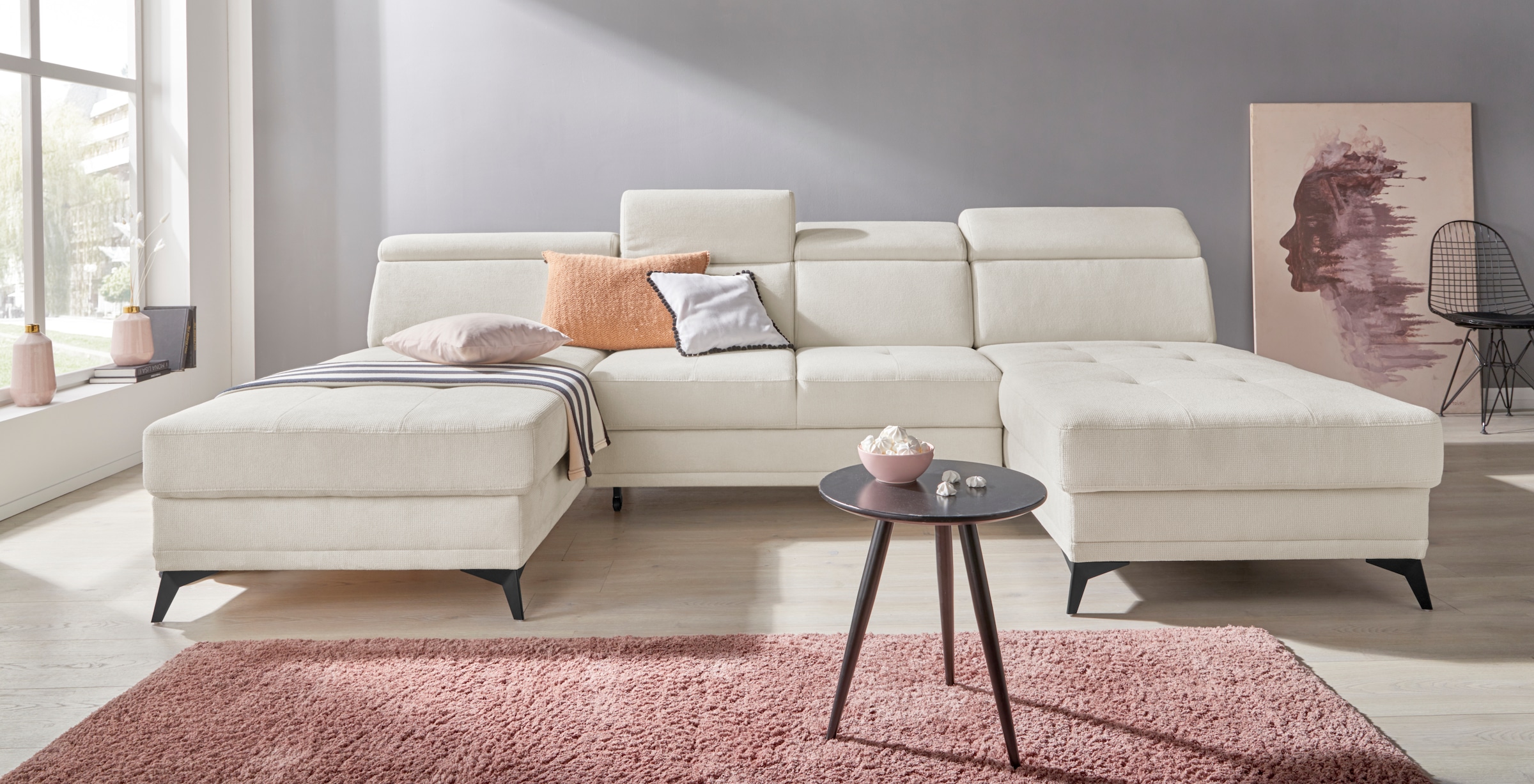 Home affaire Wohnlandschaft »Cardiz U-Form« inkl.Kopfteilverstellung und Fe günstig online kaufen