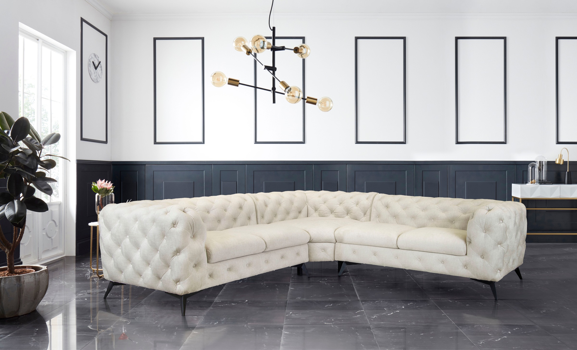 Leonique Chesterfield-Sofa "Glynis L-Form", aufwändige Knopfheftung, modern günstig online kaufen