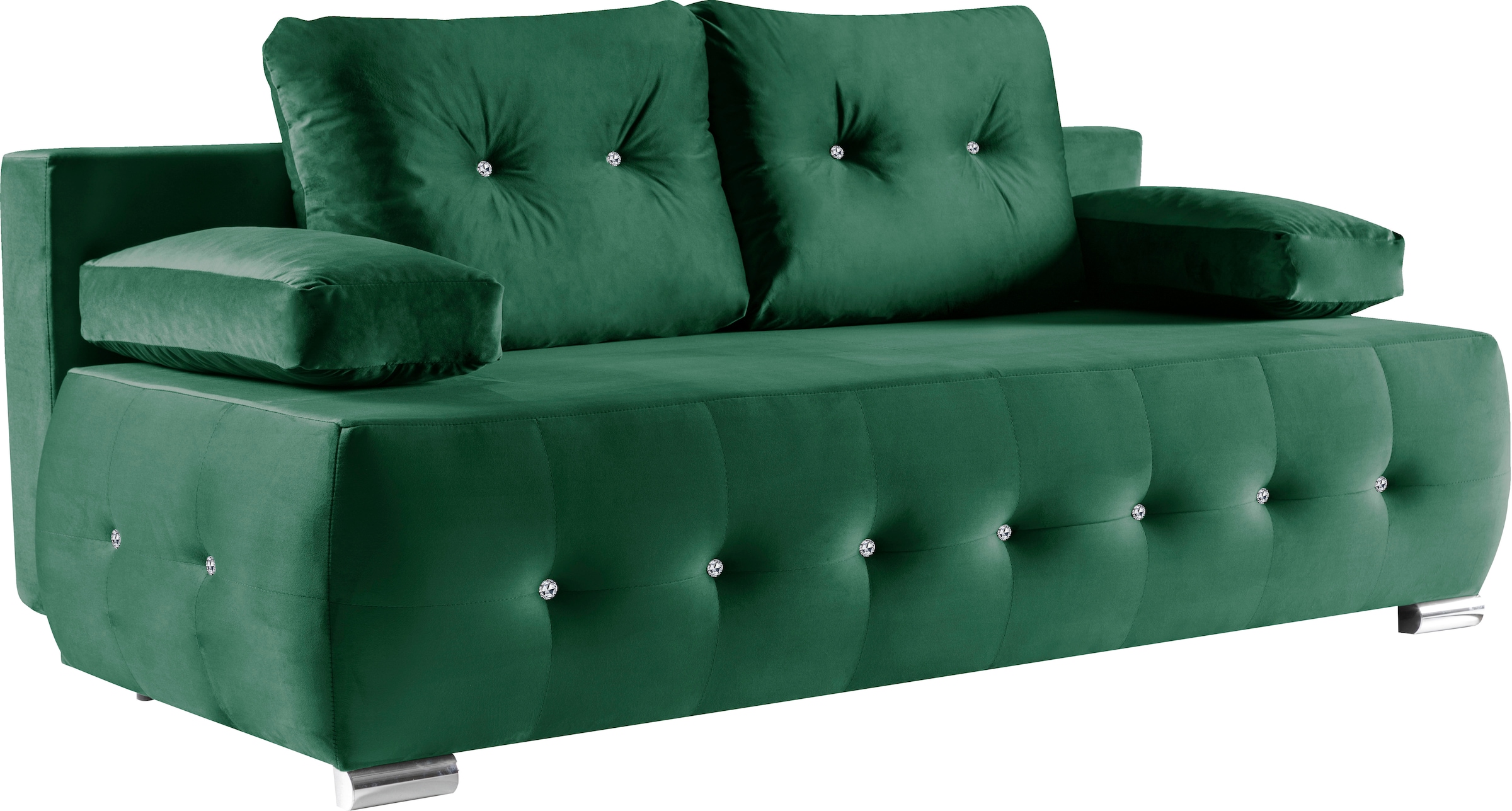 WERK2 Schlafsofa »Monaco«, 2-Sitzer Schlafcouch mit Bettkasten & funkelnden Ziersteinchen