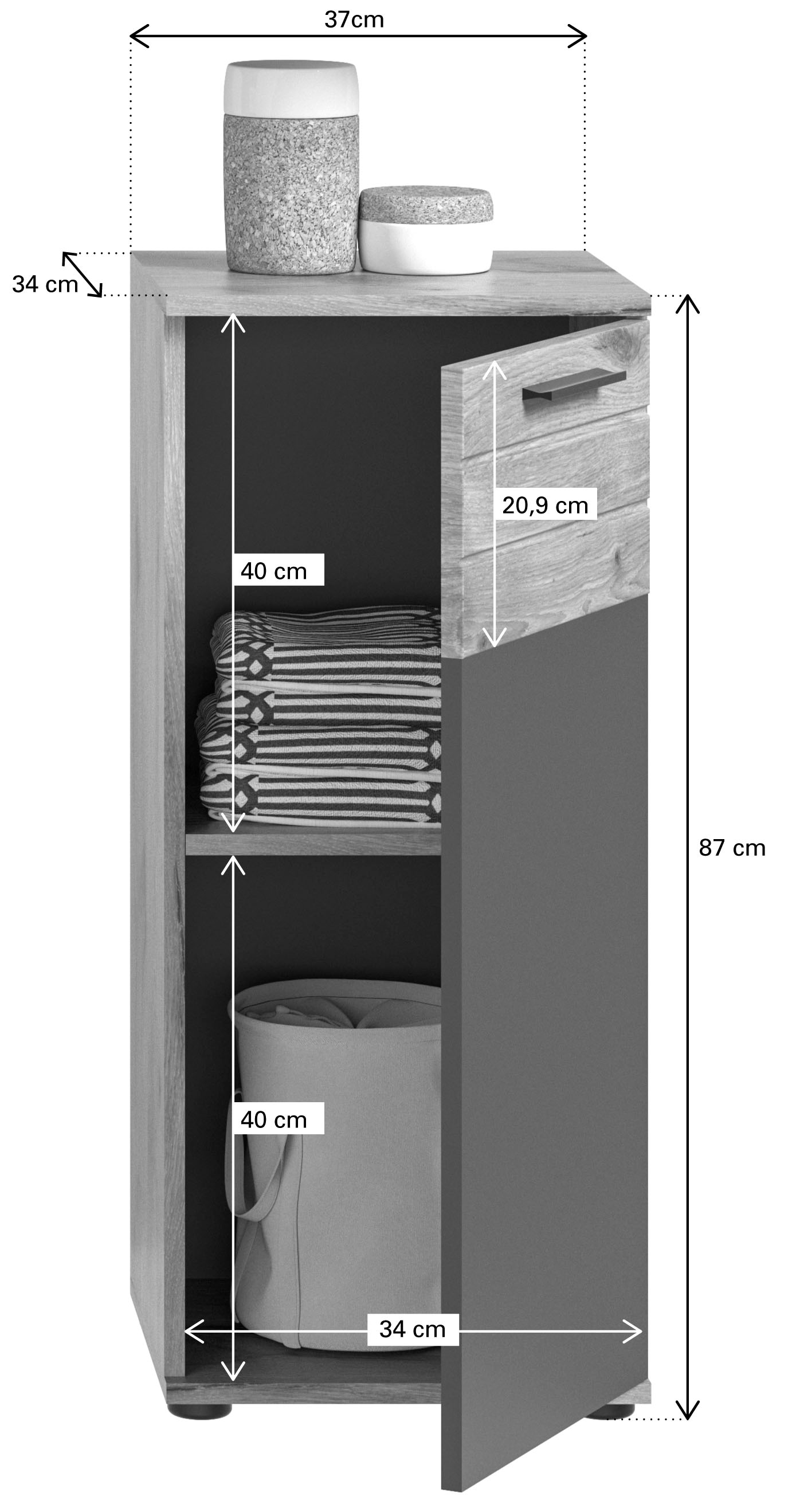 INOSIGN Badmöbel-Set »Riga, 5 teilig, inklusive LED Beleuchtung, bestehend aus:«, (Set, 5 St.), Hochschrank, WBU, Spiegelschrank, Unterschrank, Hängeschrank
