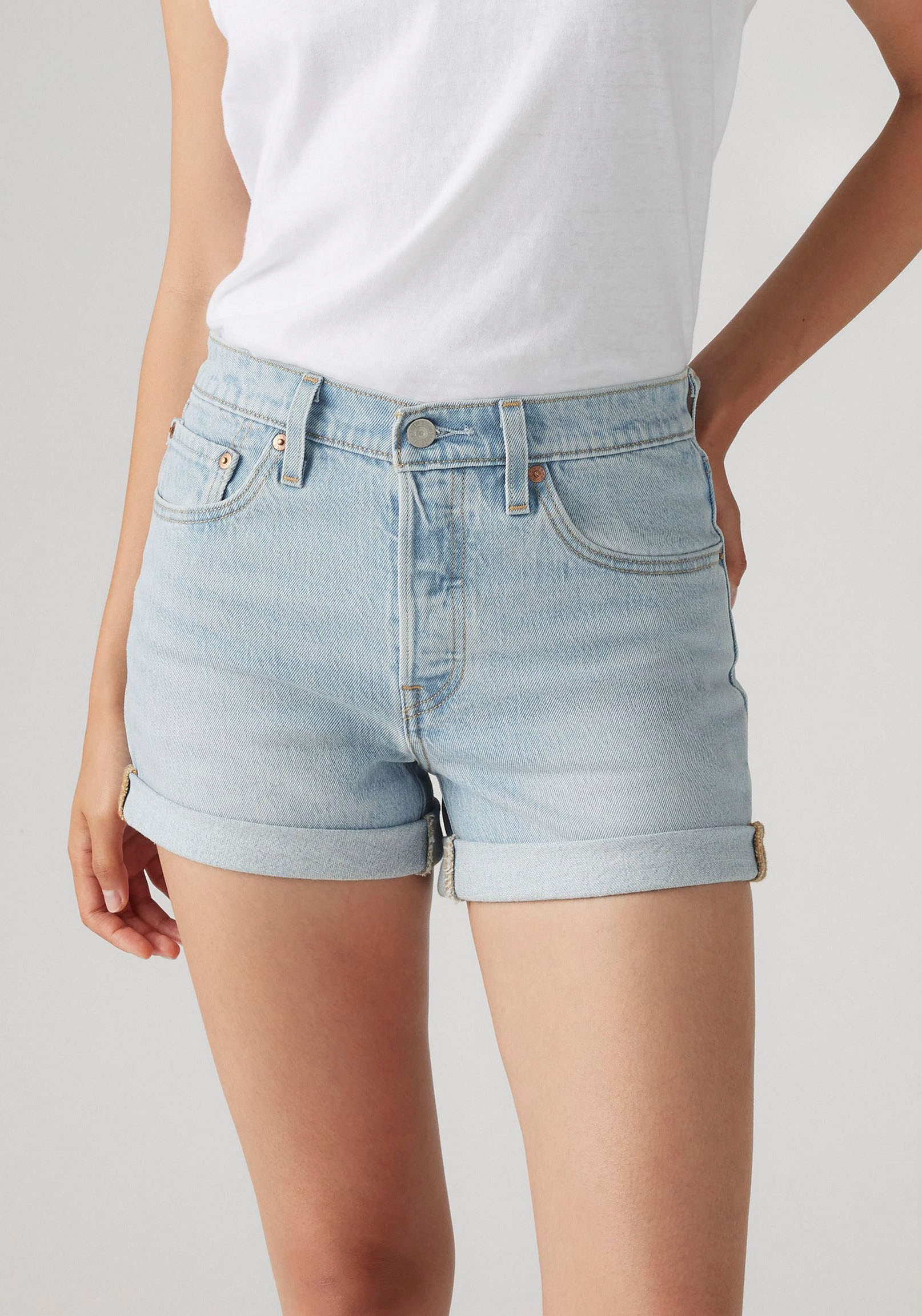 Levi's® Jeansshorts »501 Short Long«, Sommerhose Mit Knopfverschluss und krempelbarem Saum