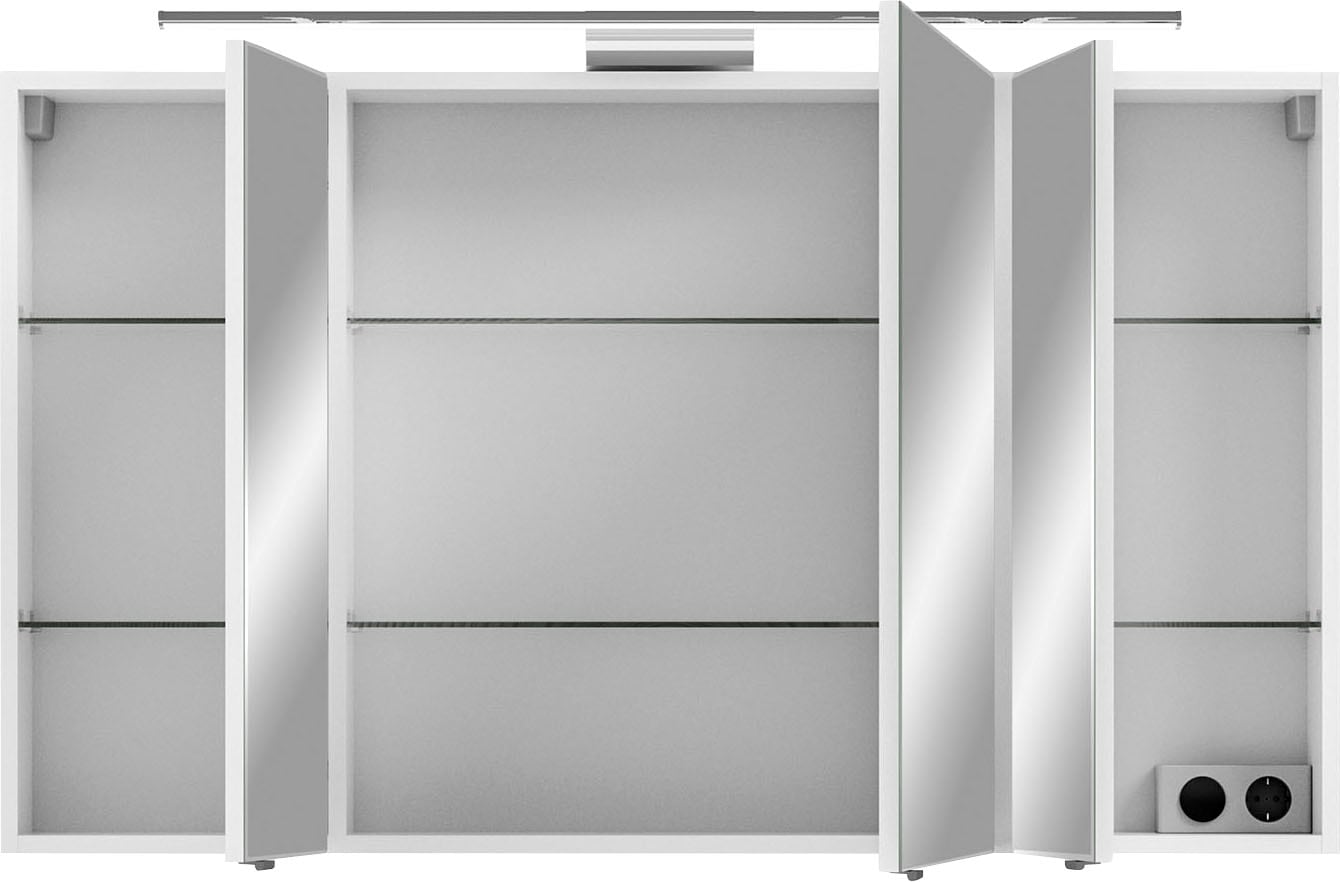Saphir Badmöbel-Set »6005 Sprint 4-teilig, Keramik-Waschtisch mit LED-Spiegelschrank«, (5 St.), Unterschrank, Midischrank, inkl. Türdämpfer, 5 Türen, 5 Schubladen