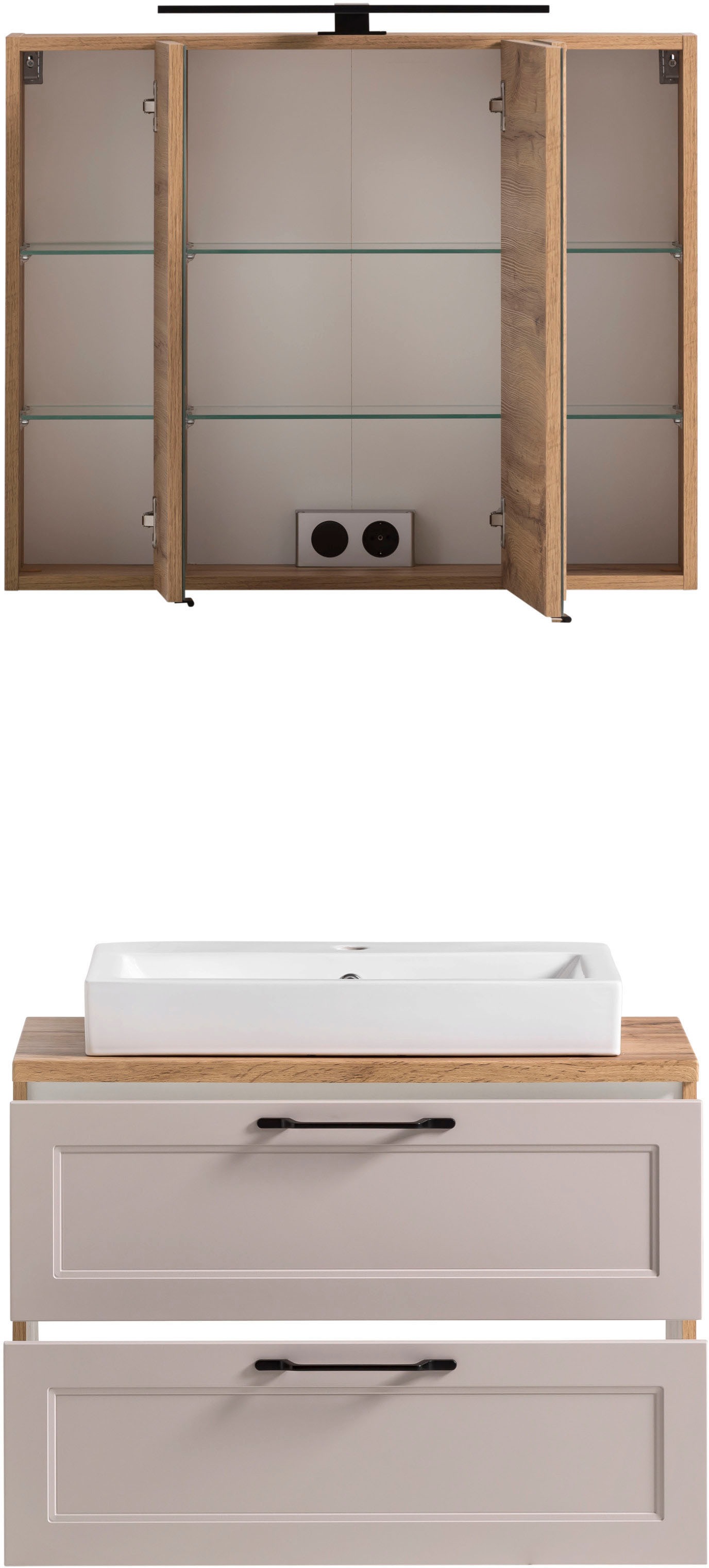 welltime Badmöbel-Set »Lana«, (Komplett-Set, 2 St.), Badezimmer-Set, 2-teilig, inkl. Waschbecken, 80 cm breit