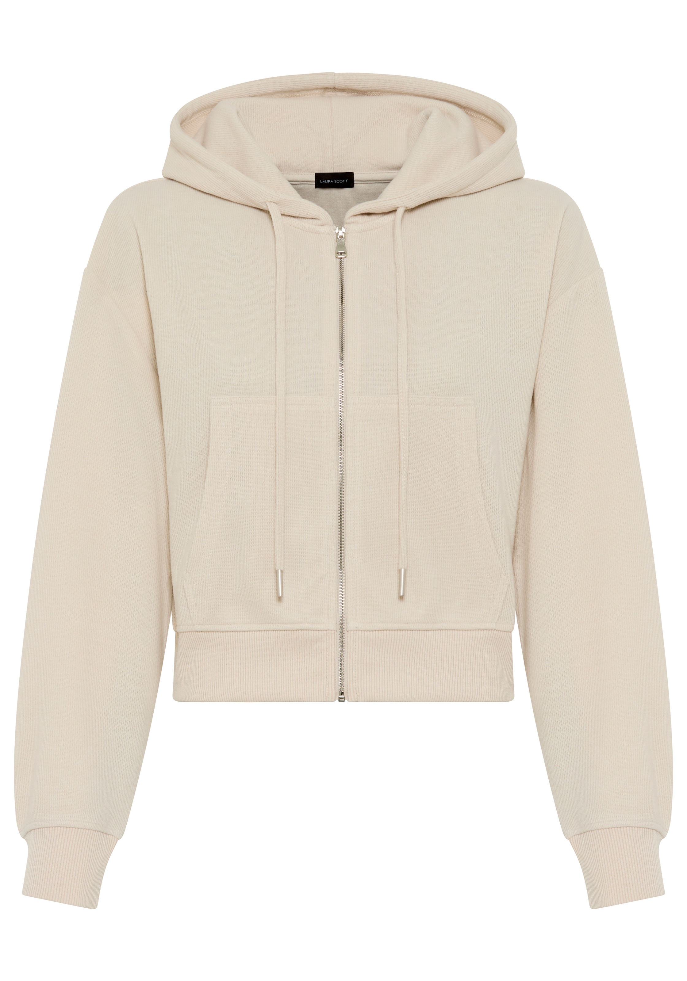 Laura Scott Kapuzensweatjacke mit Kapuze und Kordelzug, aus angerauter Sweatware, Langarm