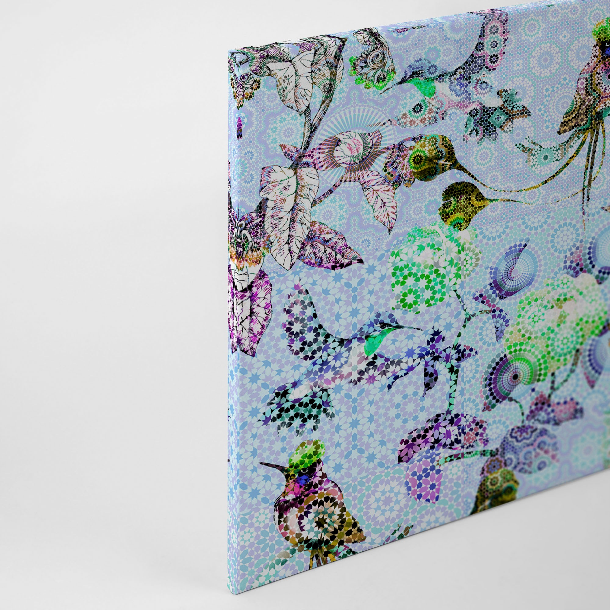 A.S. Création Leinwandbild »exotic mosaic« Kunst | Vögel 1 Stk. tlg. Mosaik Keilrahmen Floral Blumen Vögel Leinwand-Bild Wohnzimmer modern