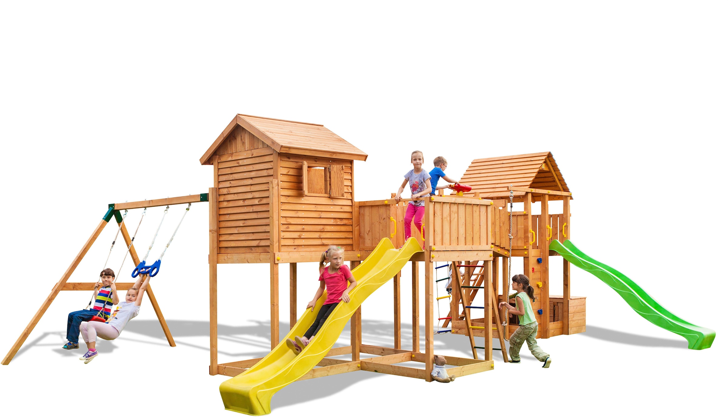 FUNGOO Spielturm »MAXI SET PLAY BOX«, mit Schaukel & Rutsche, Klettererweiterung, Spielhaus, Sandkasten