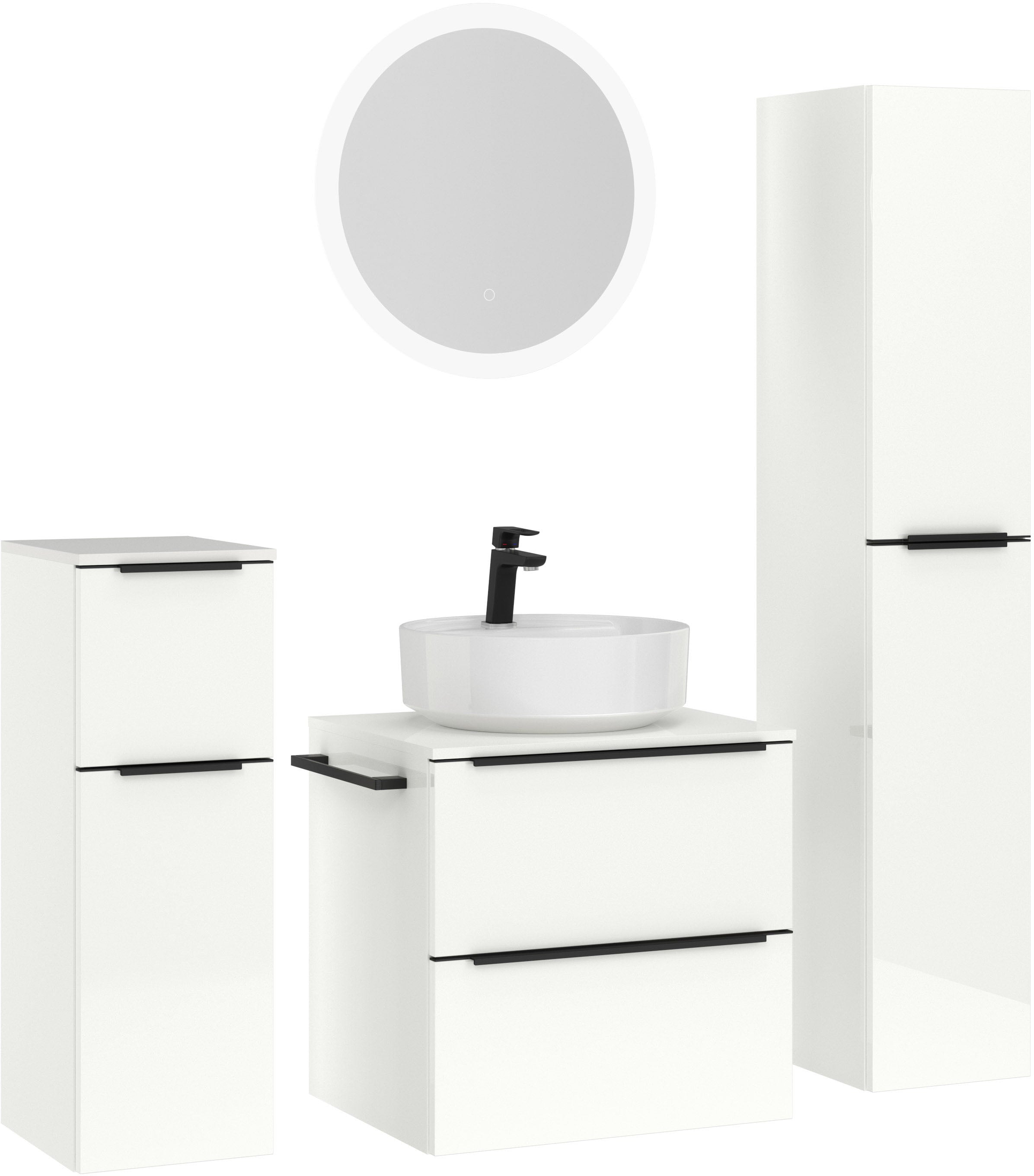nobilia® Badmöbel-Set »Alvene«, (4 St., vormontiert, mit Soft-Close), Hochg günstig online kaufen