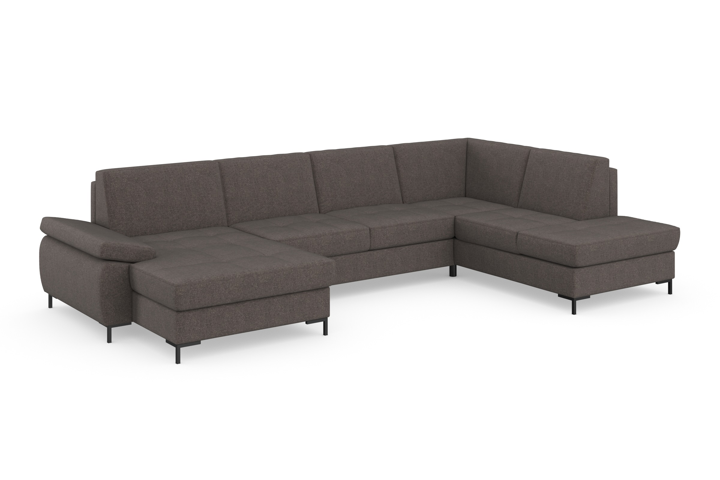DOMO collection Wohnlandschaft »Capelo, komfortabel, klare Linien zeichnen dieses Design aus, U-Form«, mit Armteilverstellung, wahlweise mit Bettfunktion, Federkern