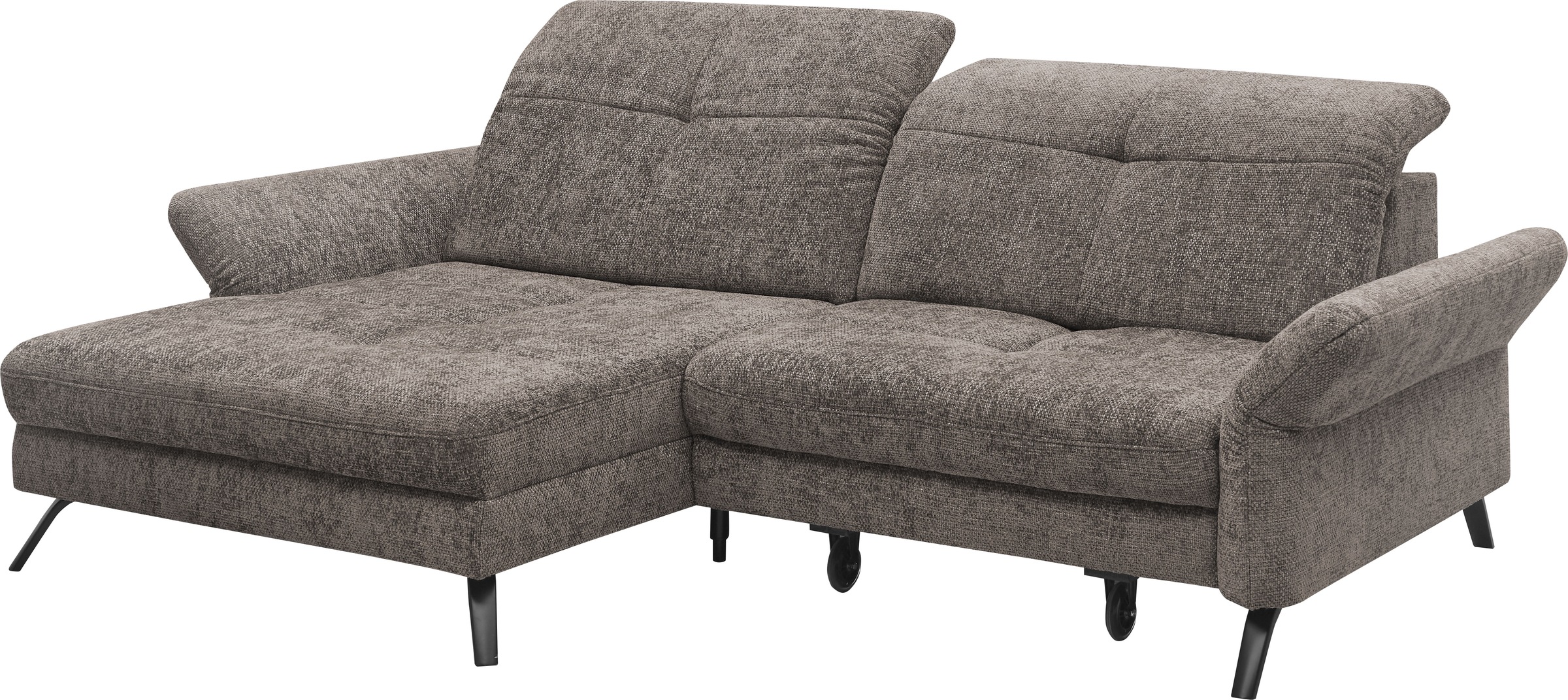 set one by Musterring Ecksofa »SO 4400 V«, wahlweise mit motorischer Bettfunktion & Kopfverstellung, Fuß schwarz