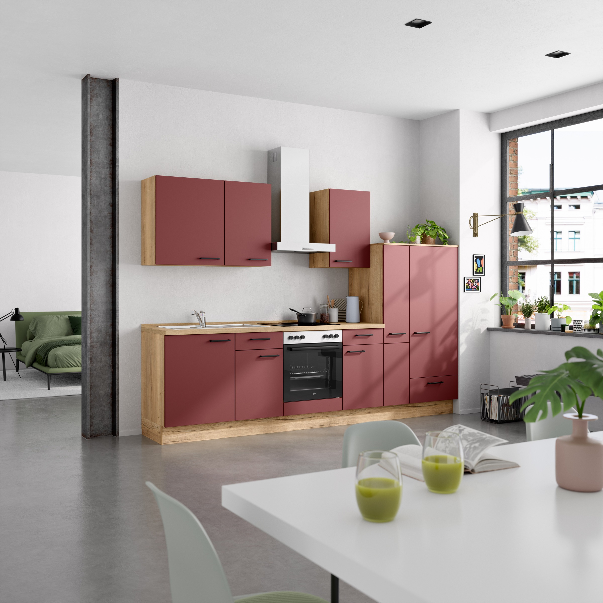 nobilia® Küchenzeile »"Easytouch I"«, vormontiert, Ausrichtung wählbar, Breite 300 cm, wahlw. mit E-Geräten