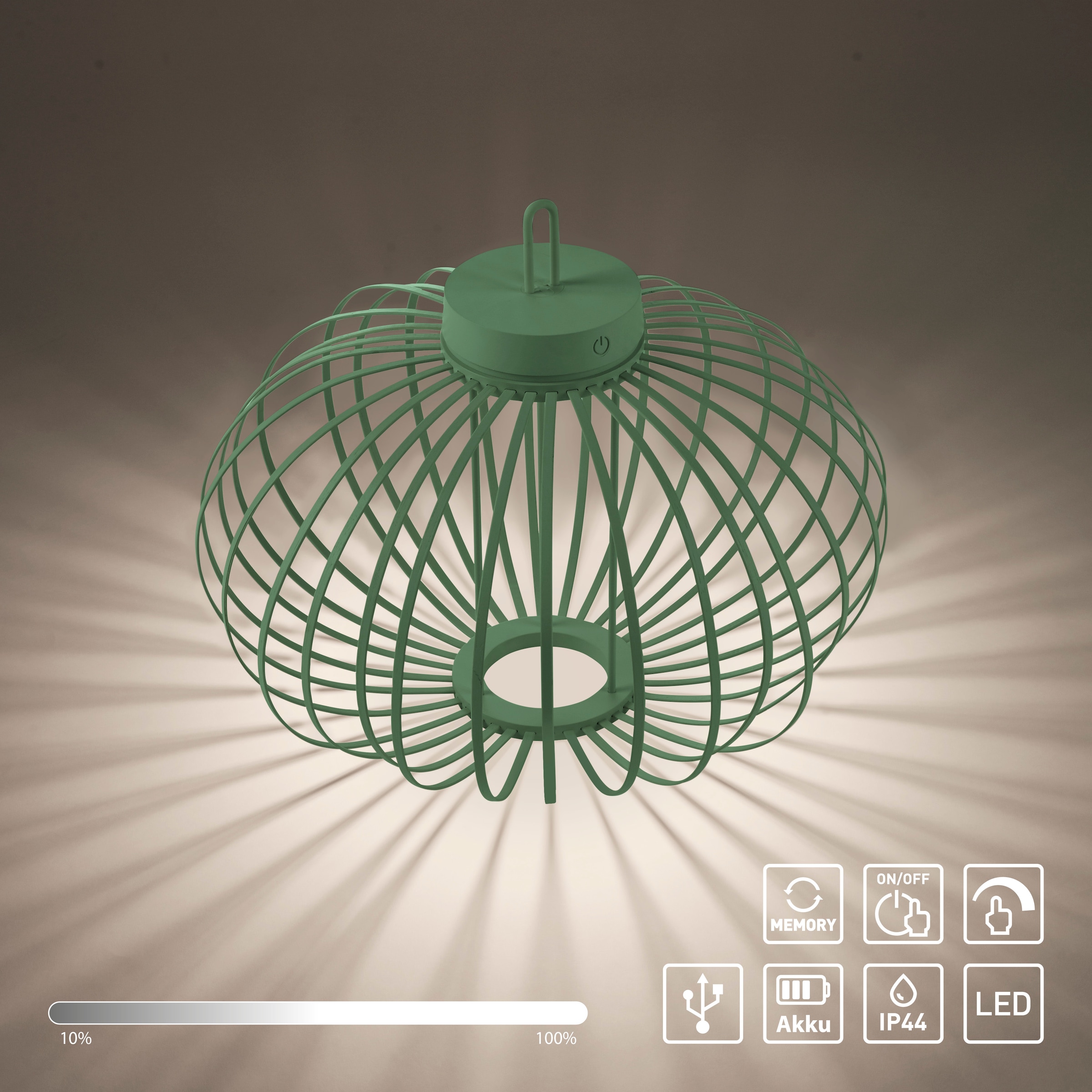 JUST LIGHT Pendelleuchte »AKUBA«, 1 flammig, Leuchtmittel LED-Modul | LED fest integriert, Akkuleuchte