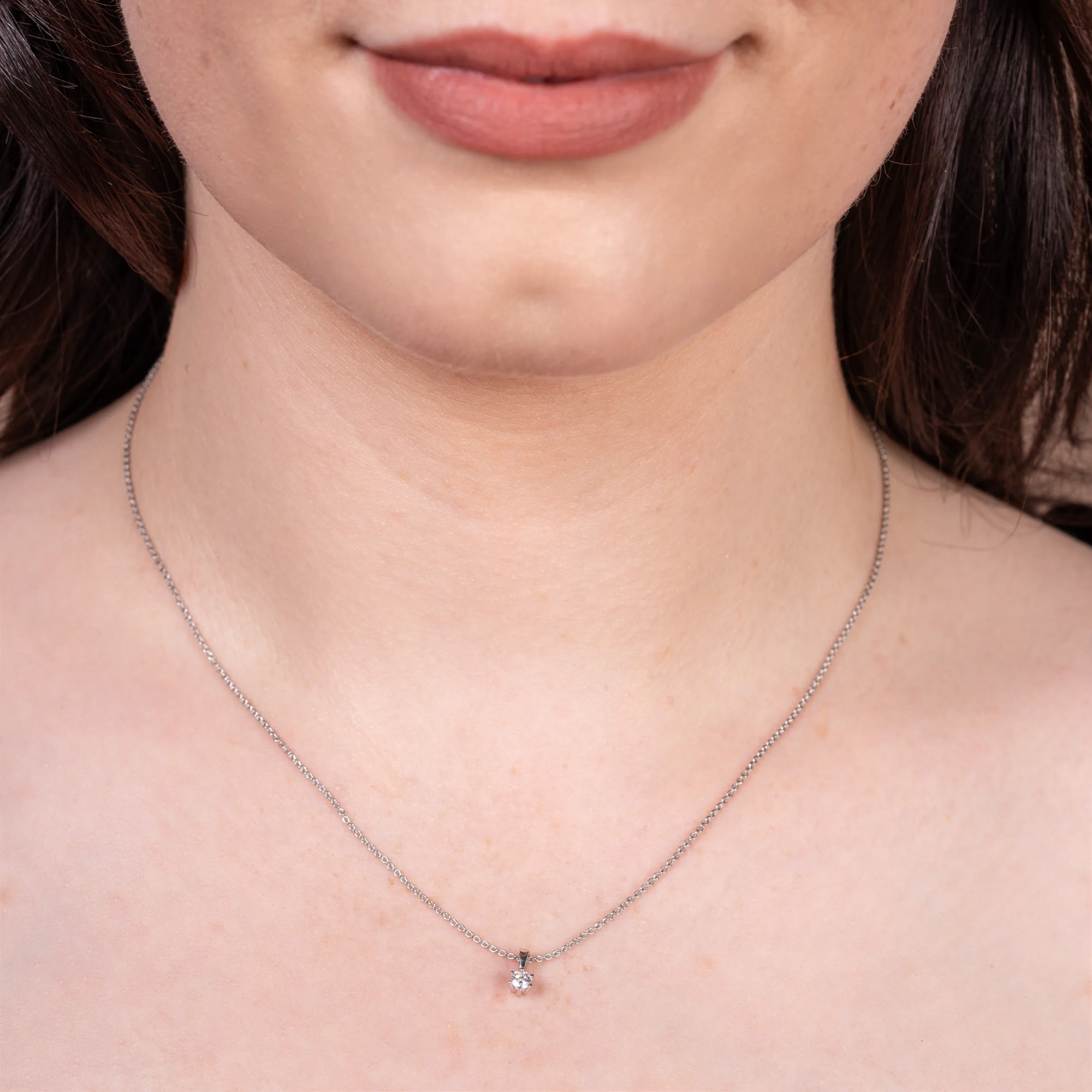 LYOMI Kettenanhänger »585/- Weißgold 1 synth. Diam. 0,10 ct.«