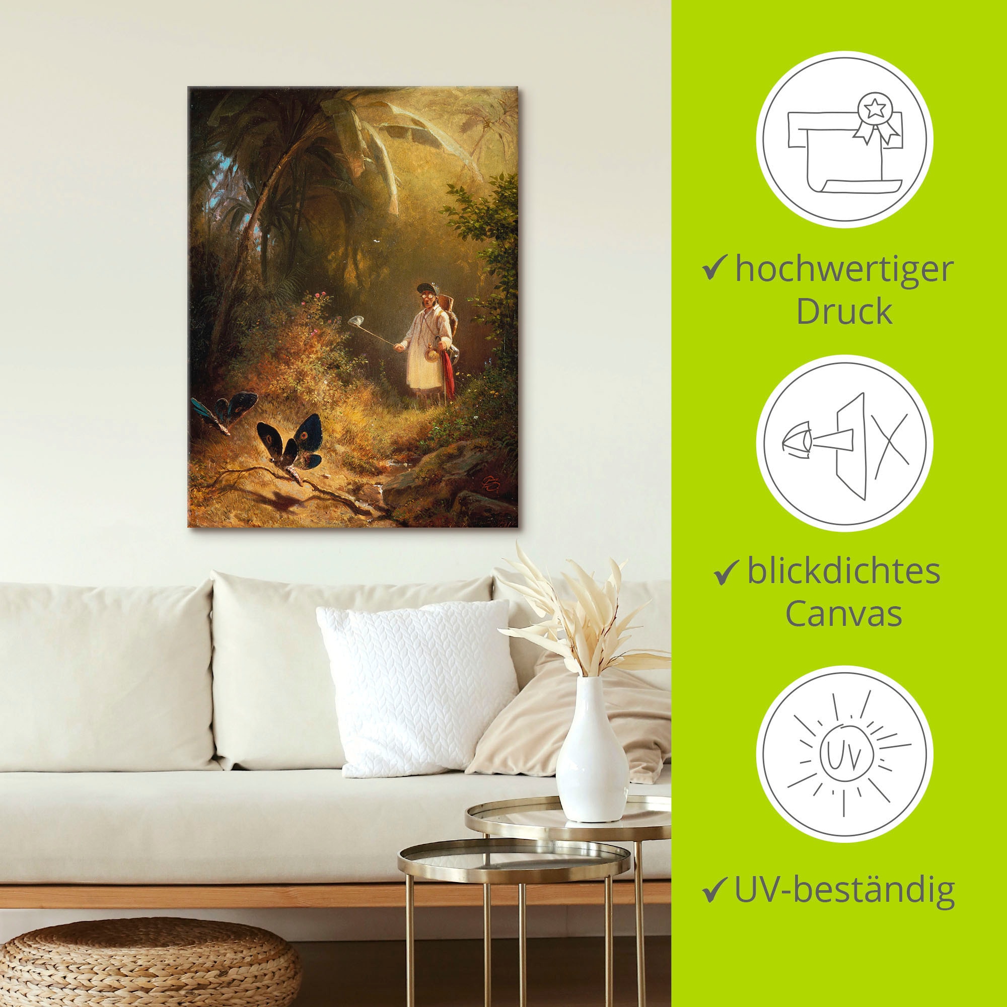 Artland Wandbild »Der Schmetterlingsfänger«, Mann, (1 St.), als Leinwandbild, Poster in verschied. Größen