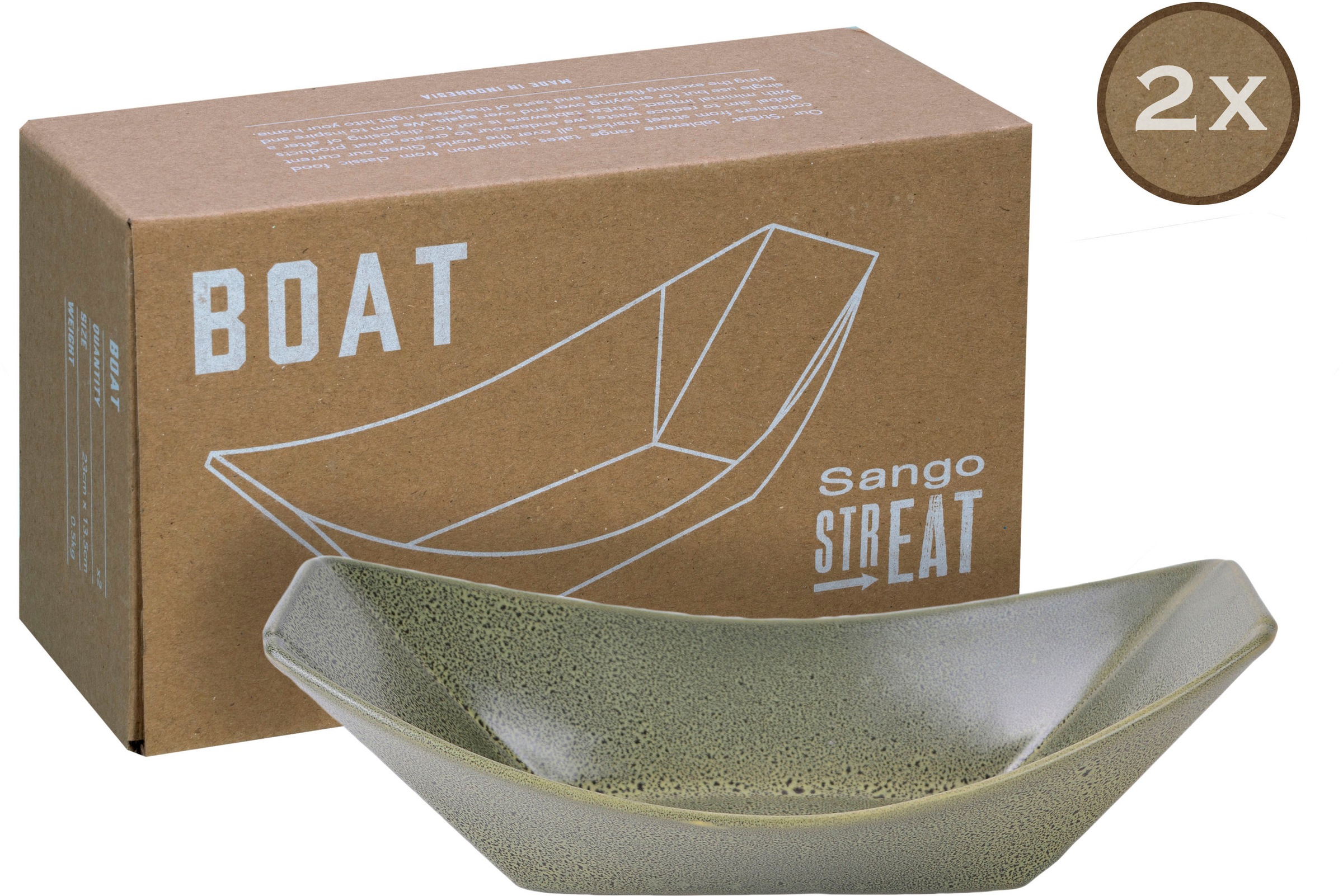 CreaTable Servierschale »Boat«, 2 tlg., aus Steinzeug, Snackschale, Topaktueller „Streat Food“ Trend