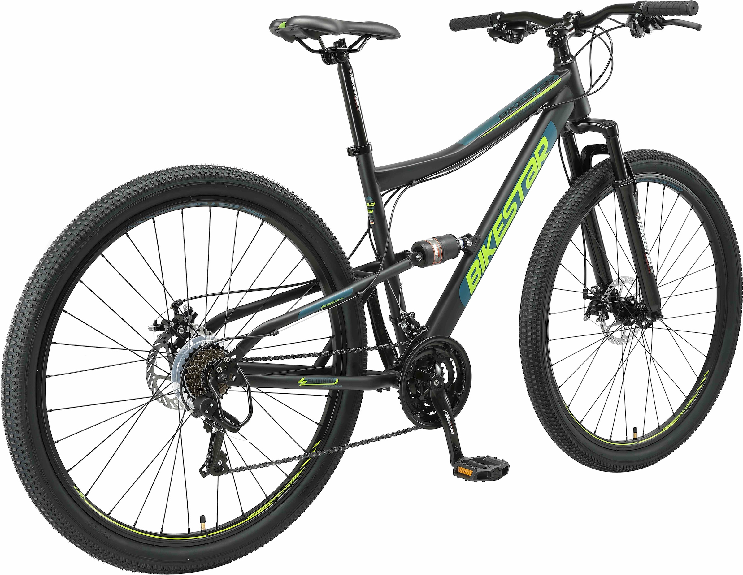 Bikestar Mountainbike, 21 Gang, Shimano, RD-TY300 Schaltwerk, Kettenschaltung, für Damen und Herren, Kettenschaltung