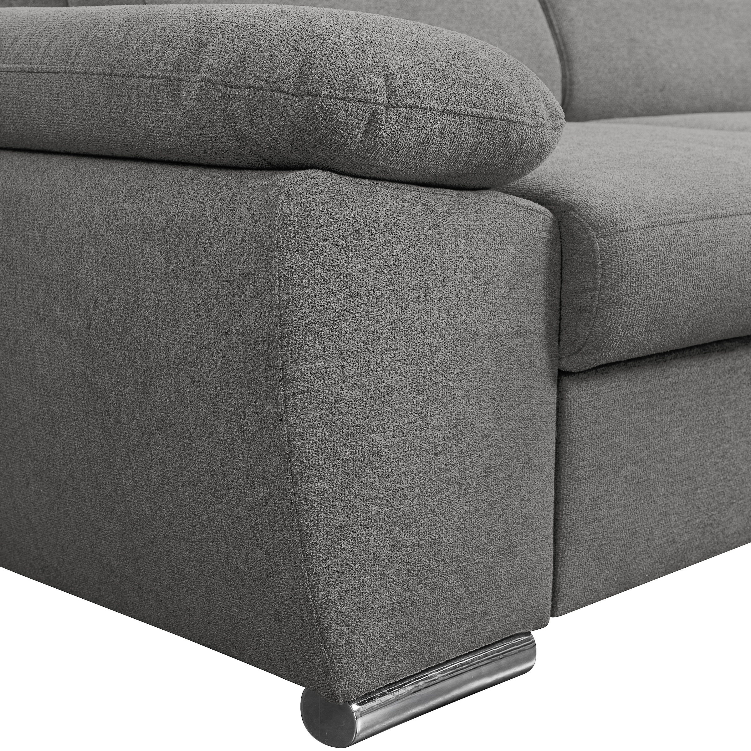 WERK2 Ecksofa »Palma 282 x 185 cm mit Bett & Bettkasten, Kopfteilverstellung, bequem« Strukturstoff, L-Form, XXL, Schlaffunktion, Bettkasten