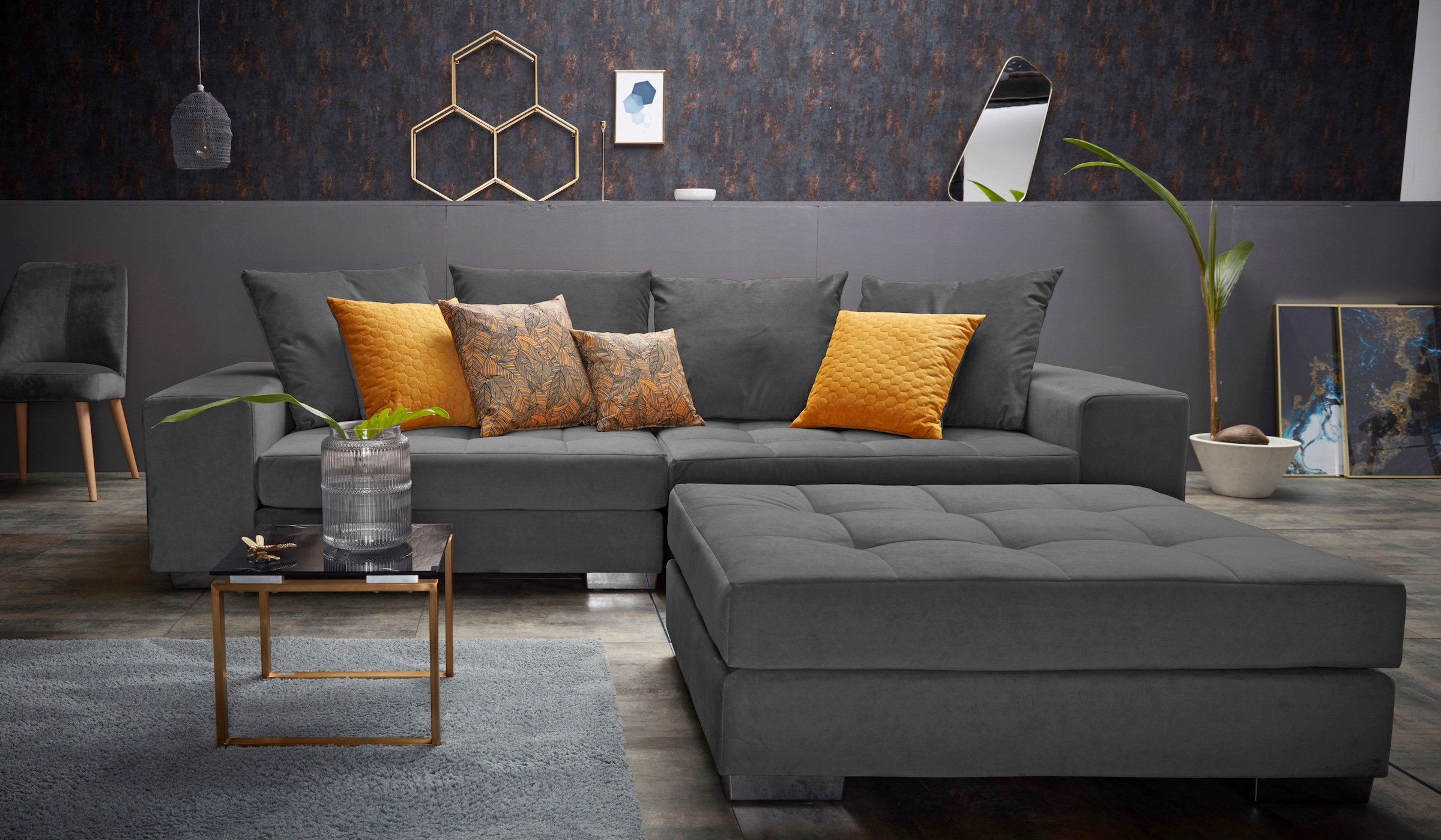 INOSIGN Hocker »Vale«, mit Federkern und Steppung im Sitzbereich