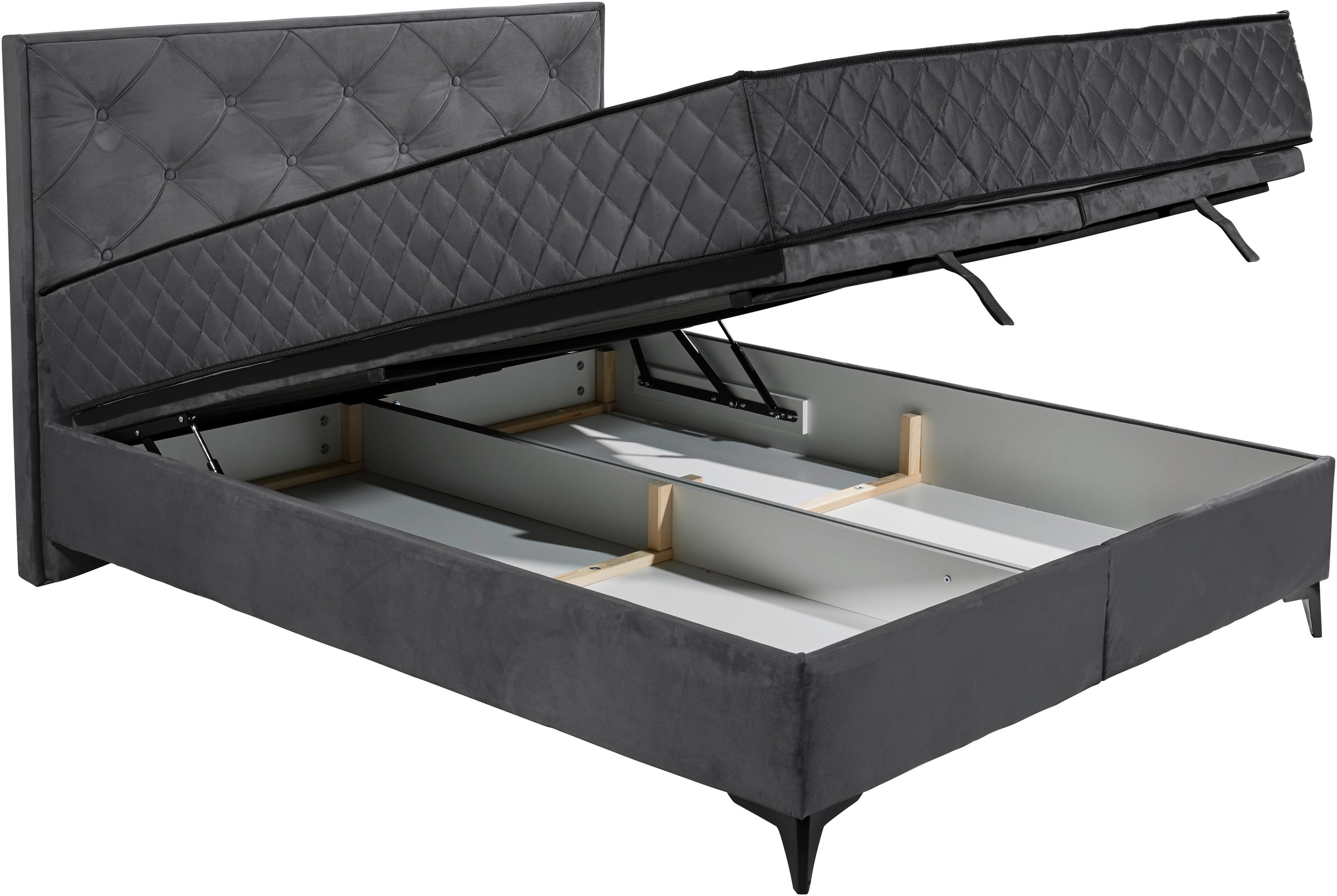 ED EXCITING DESIGN Boxbett »Monroe inkl. Bettkasten, erhältlich in den Breiten 160cm & 180cm« Duo-Matratze - feste Seite mit Kokosmatte