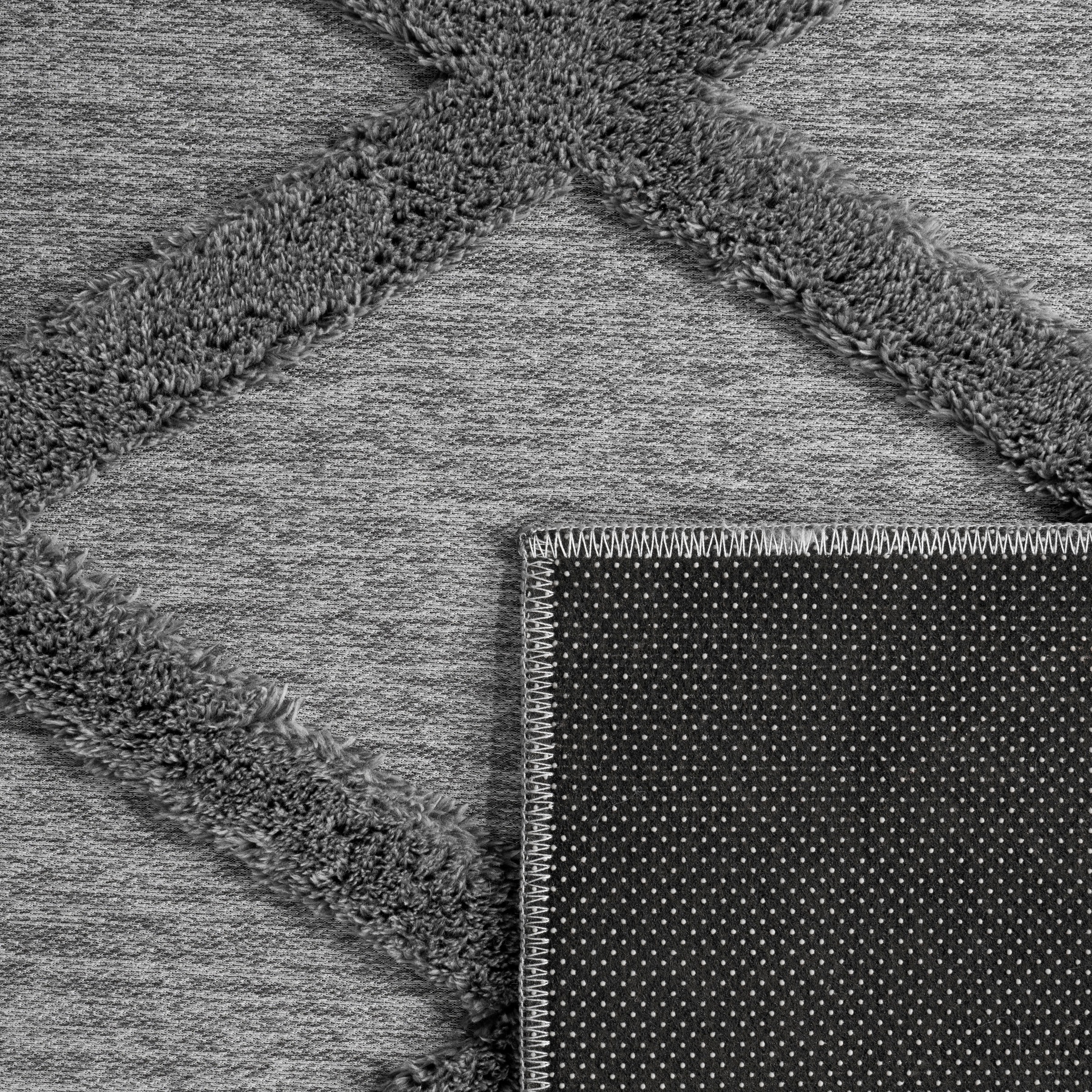 Paco Home Teppich »Utrecht 642«, rechteckig, 4 mm Höhe, Kurzflor, Uni Farben, 3D-Design, Rauten Muster, Hoch-Tief Effekt