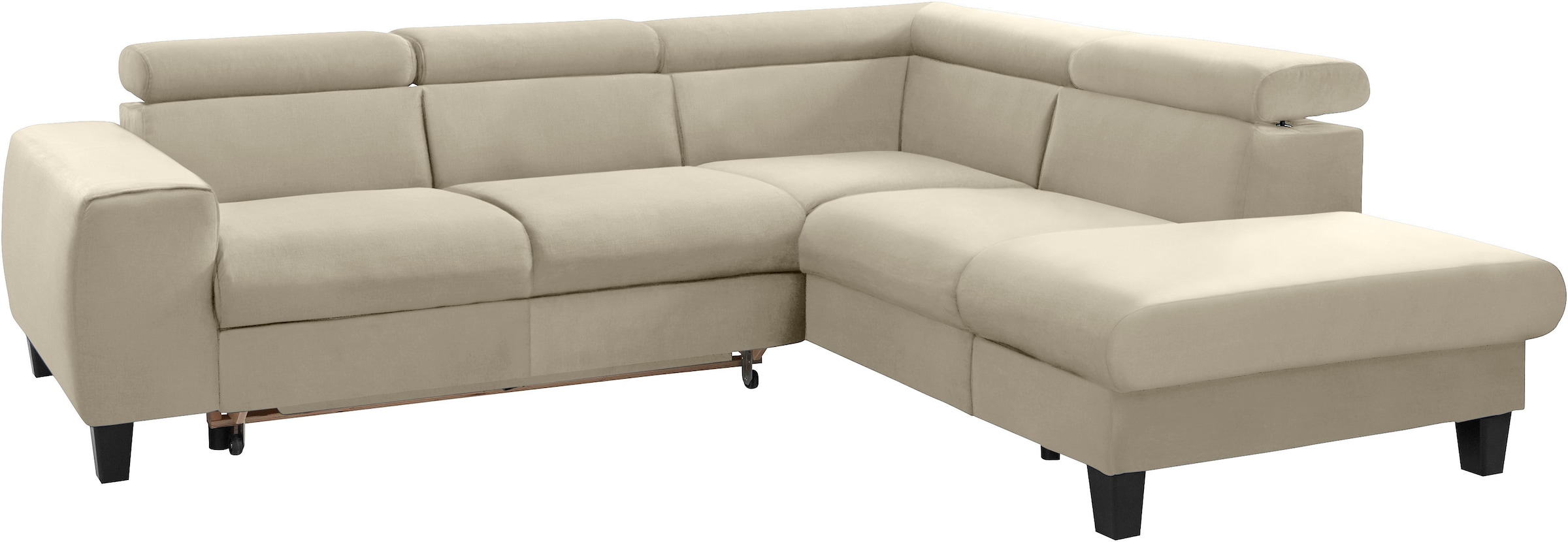 COTTA Ecksofa »Morven L-Form mit Kopfteilverstellung«, wahlweise mit Bettfunktion, Bettkasten & Wireless-Charger