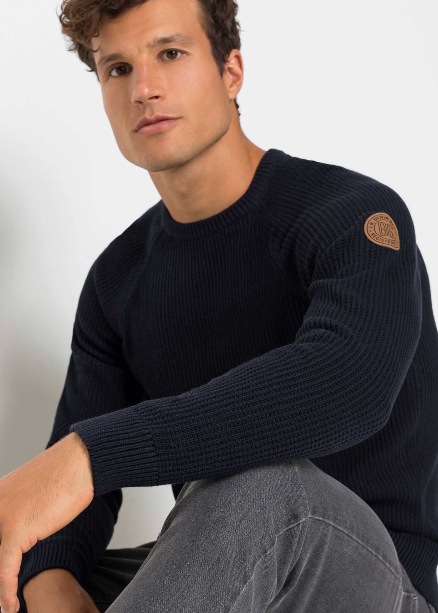 bonprix Strickpullover tolle Baumwollmischung, mit Rundhalsausschnitt, Regular Fit