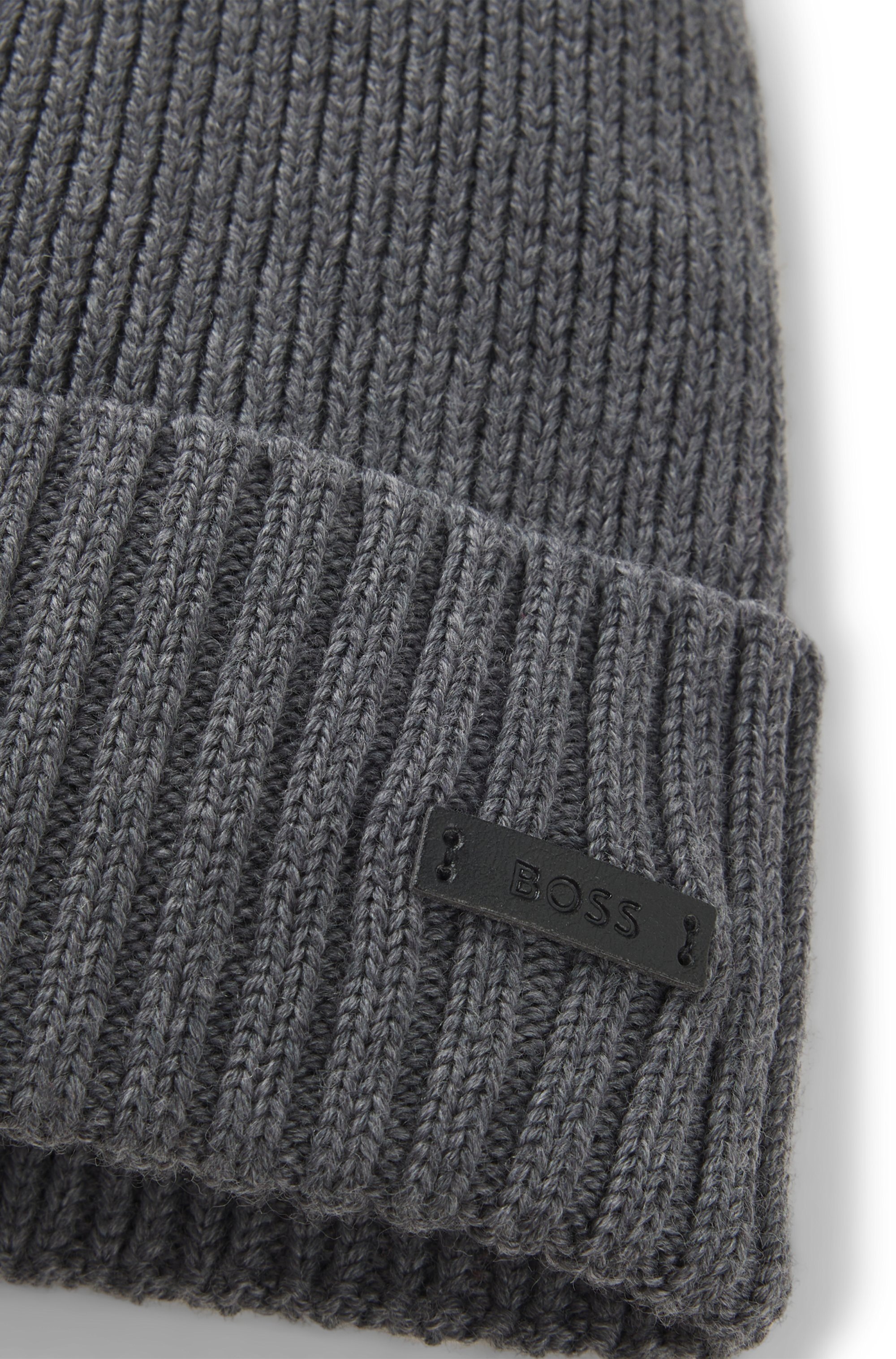 BOSS Beanie »Fati« aus Wolle in Rippenstrick, unisex