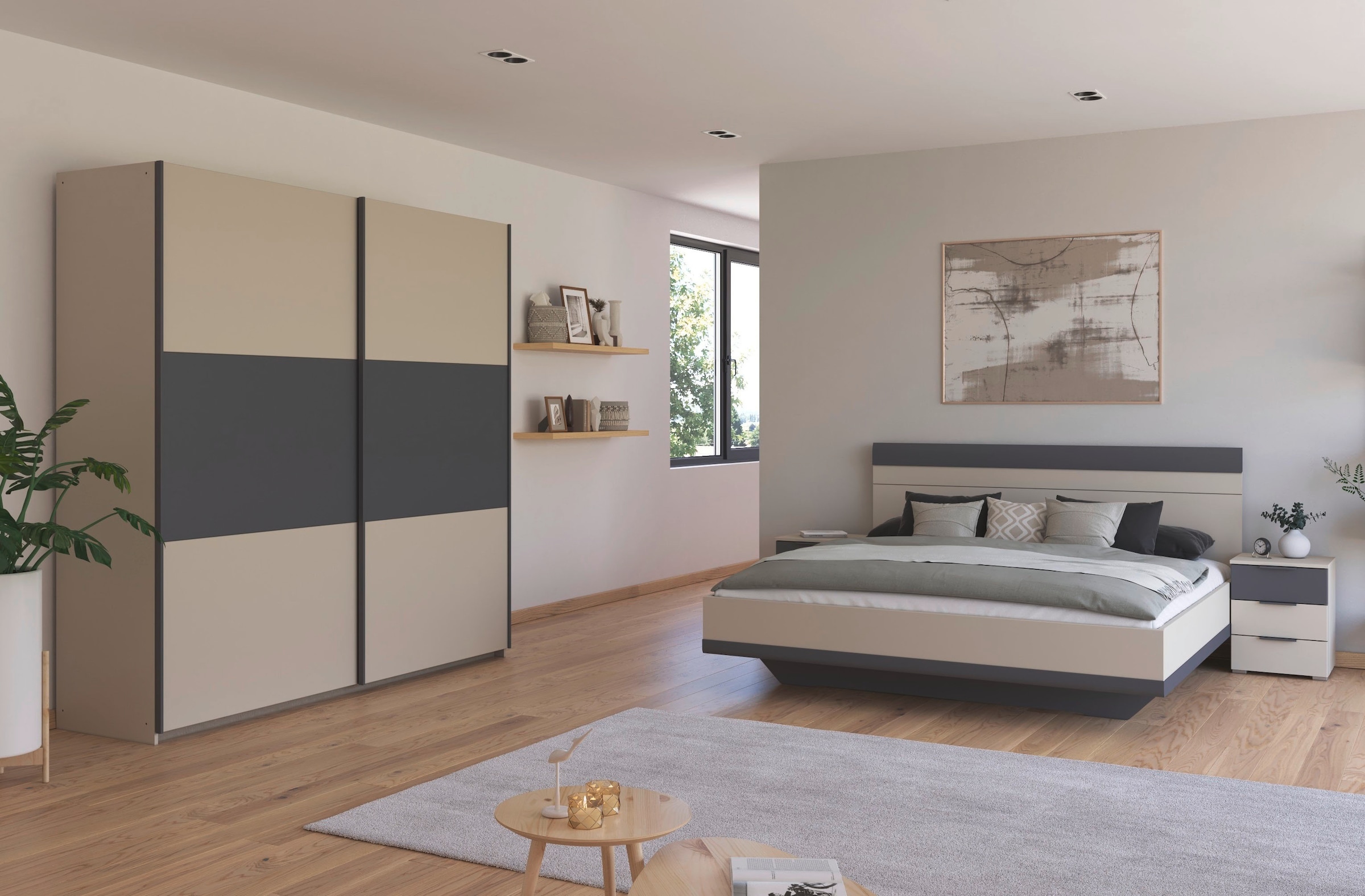 rauch Schlafzimmer-Set »Komplettschlafzimmer Schlafzimmer Schlafzimmermöbel SAJO« Set, Set: Kleiderschrank mit/ohne Spiegel, Bett in 2 Breiten, 2 Nachttische, 4 Stk. tlg. optional mit Spiegel am Kleiderschrank MADE IN GERMANY