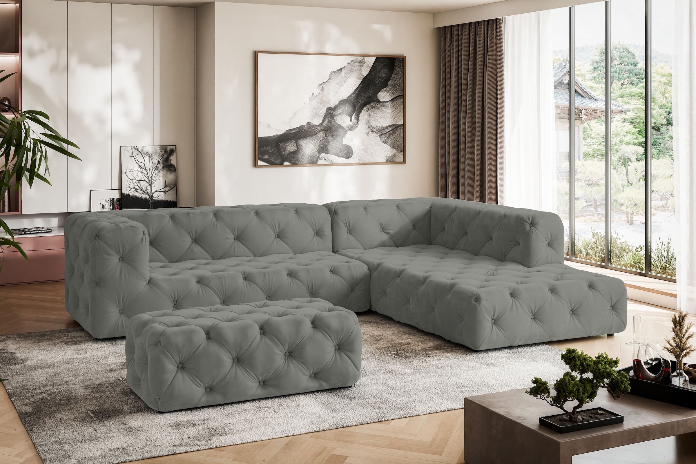 Home affaire Ecksofa »FOLLINA« L-Form, mit klassischer Chesterfield-Knopfhe günstig online kaufen
