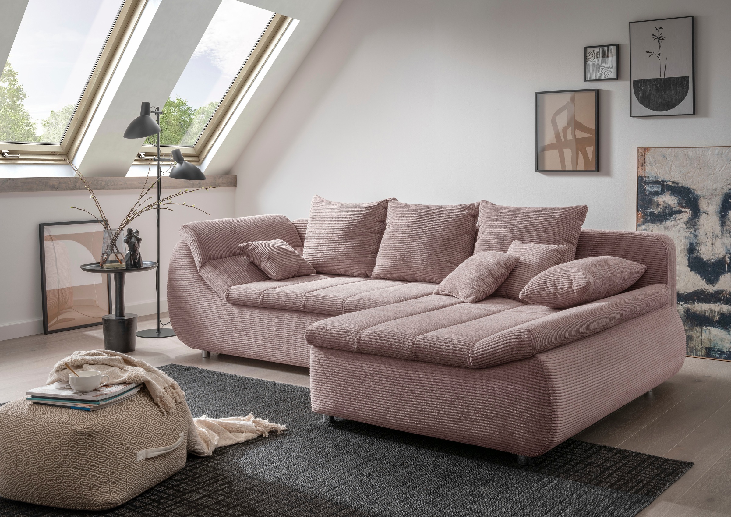INOSIGN Ecksofa »Imola elegant und bequem, aktuelle Steppung im Sitz, L-For günstig online kaufen