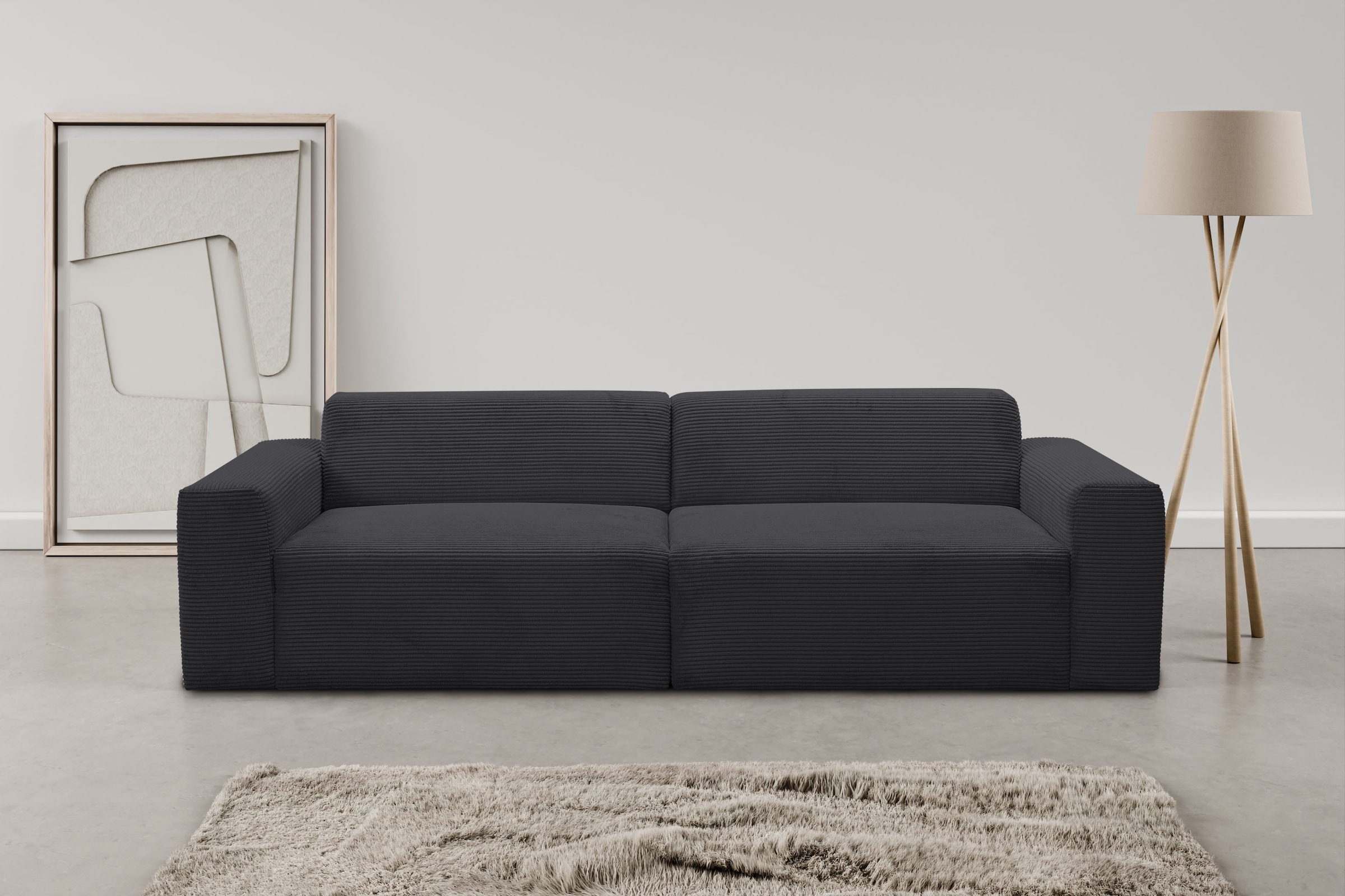 WERK2 Sofa »Zeus 3-Sitzer 256 cm breit, 105 cm tief, Big-Sofa, modern & bequem« Curvy Trend 3-Sitzer mit urbaner Optik