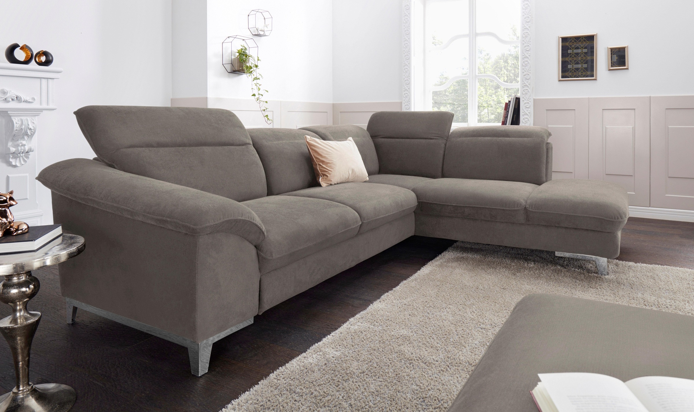 COTTA Polstergarnitur Teresa, (Set), Set: bestehend aus Ecksofa und Hocker, günstig online kaufen