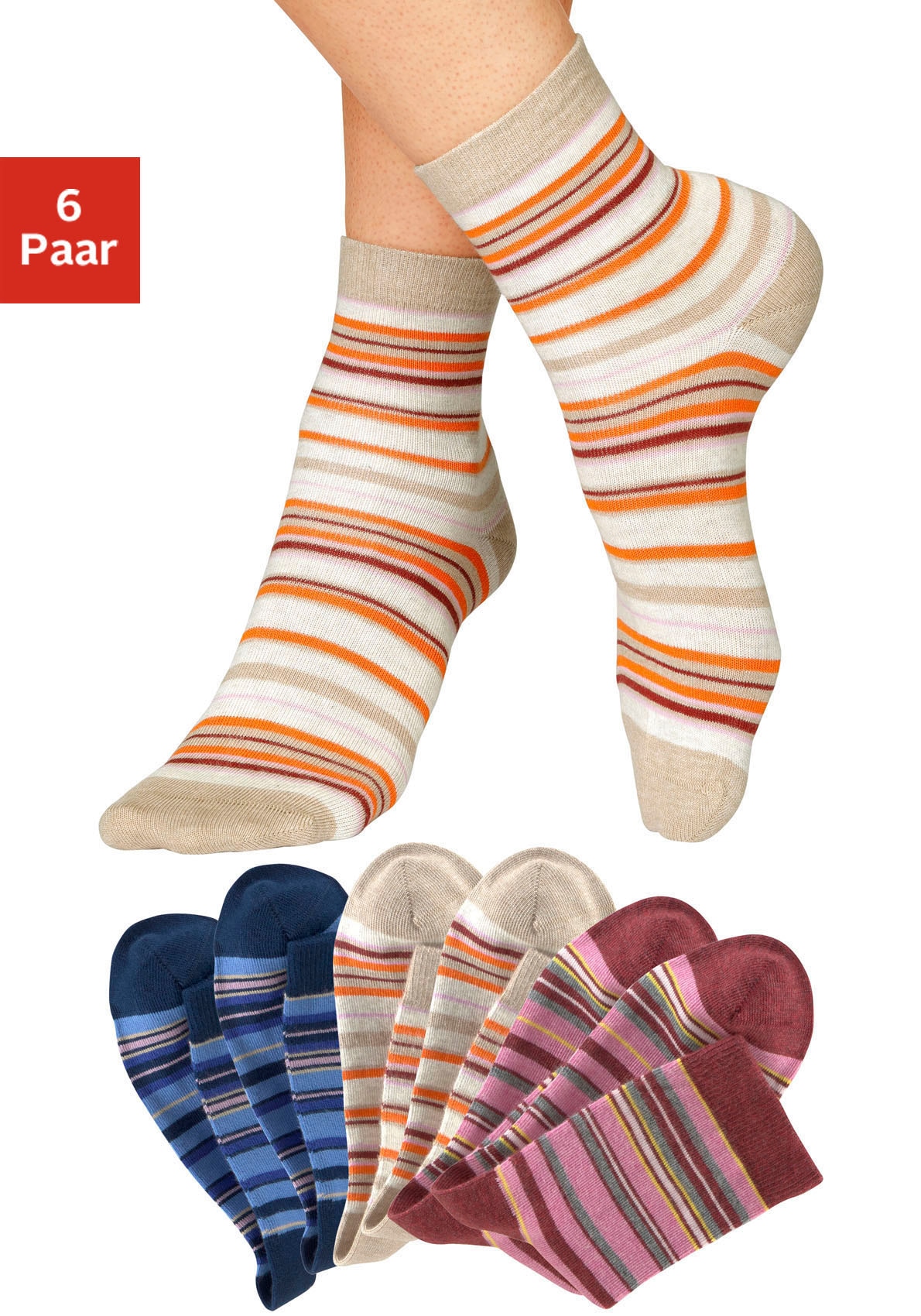 H.I.S Socken, (Packung, 6 Paar), mit Ringeln