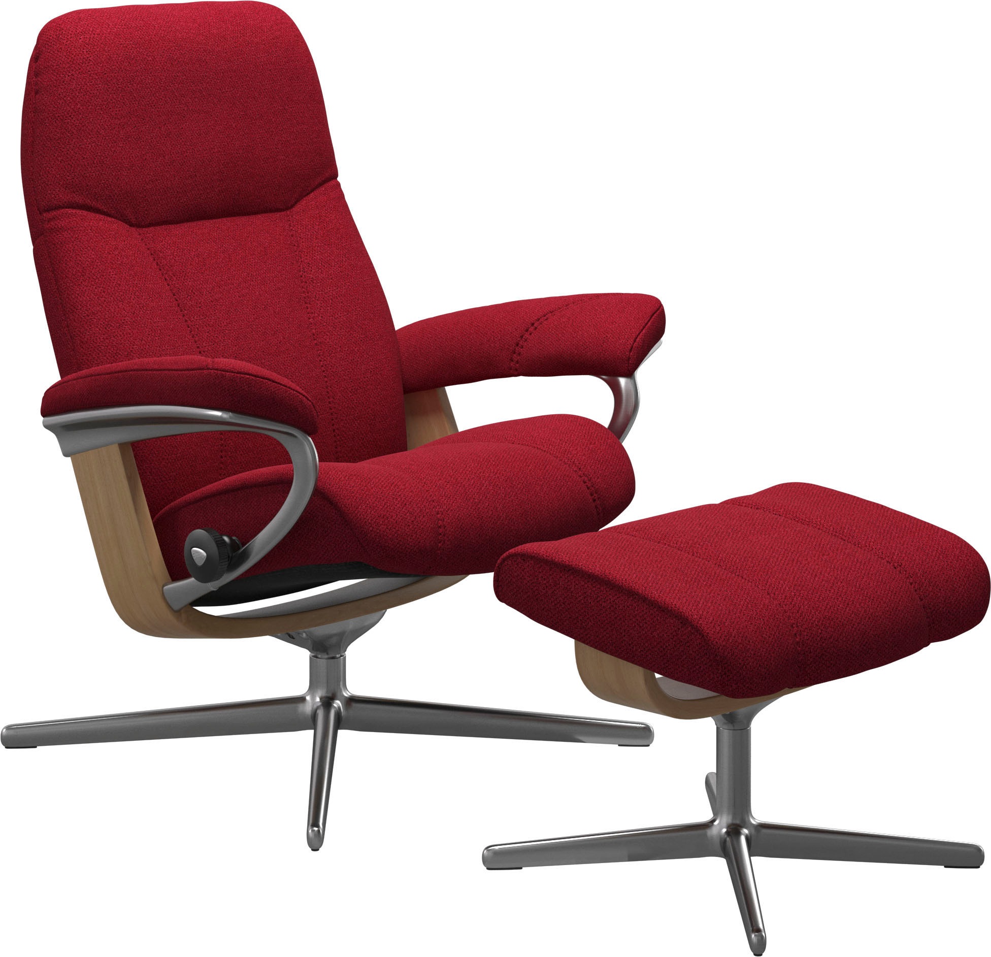 Stressless® Relaxsessel »Consul«, (Set, Relaxsessel mit Hocker), mit Hocker, mit Cross Base, Größe S, M & L, Holzakzent Eiche