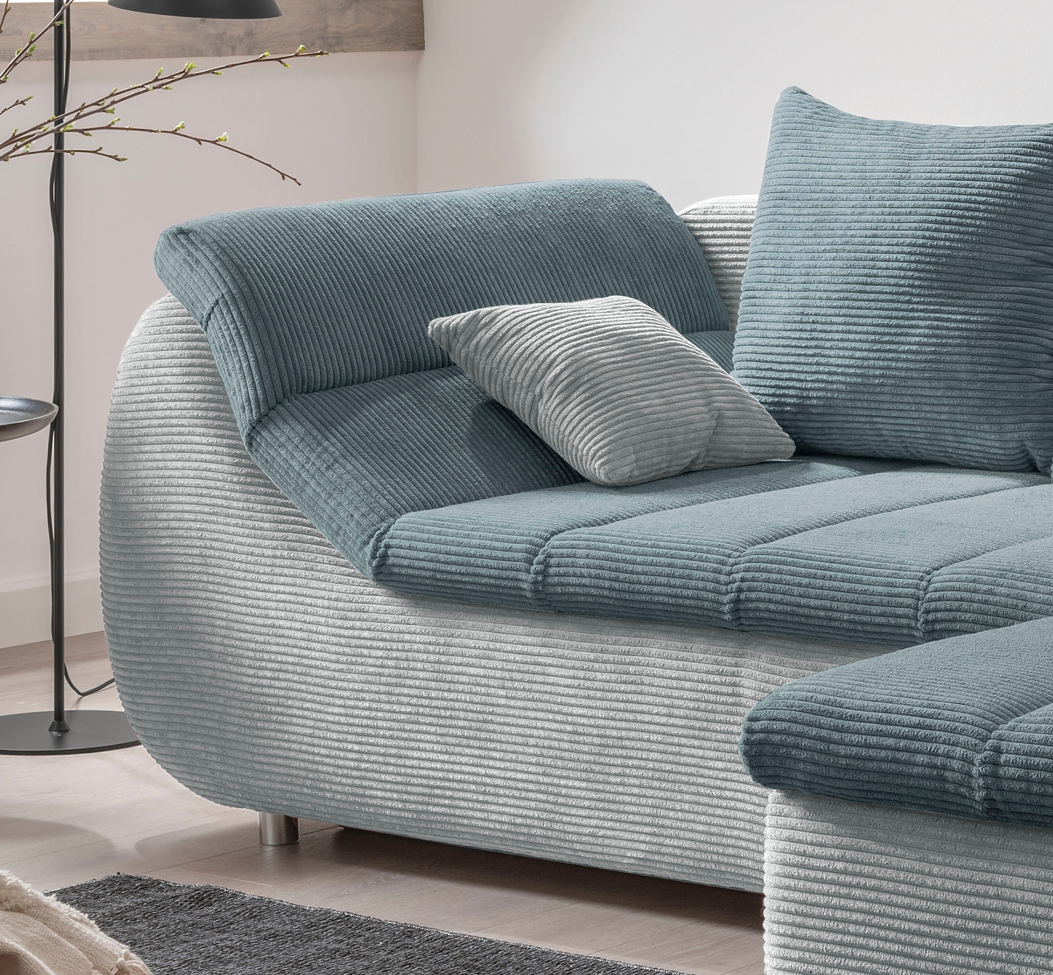 INOSIGN Ecksofa »Imola elegant und bequem, aktuelle Steppung im Sitz, L-Form«, wahlweise mit Bettfunktion