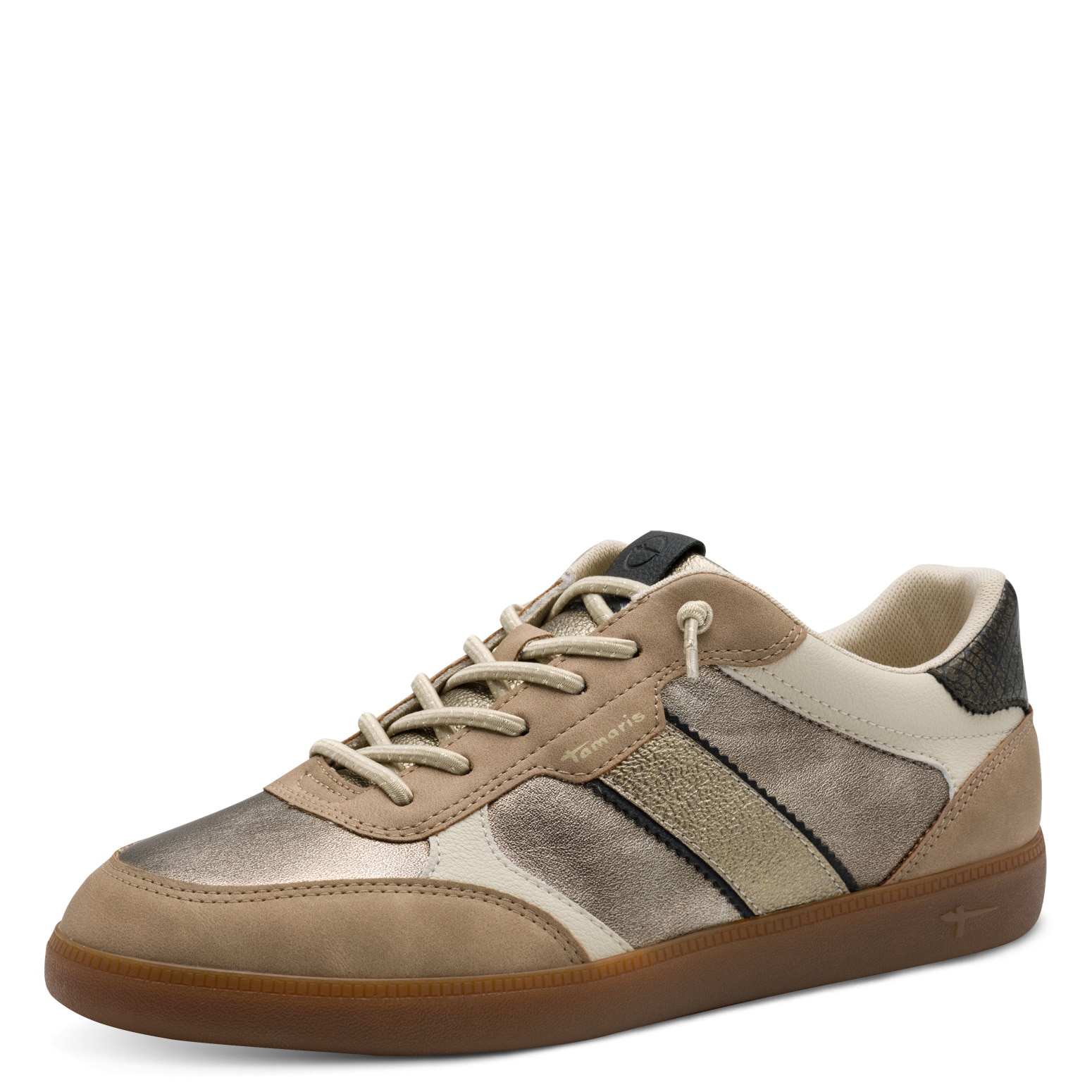 Slip-On Sneaker , Freizeitschuh, Halbschuh, Schlupfschuh in veganer Verarbeitung, Gr. 39, goldfarben kombiniert