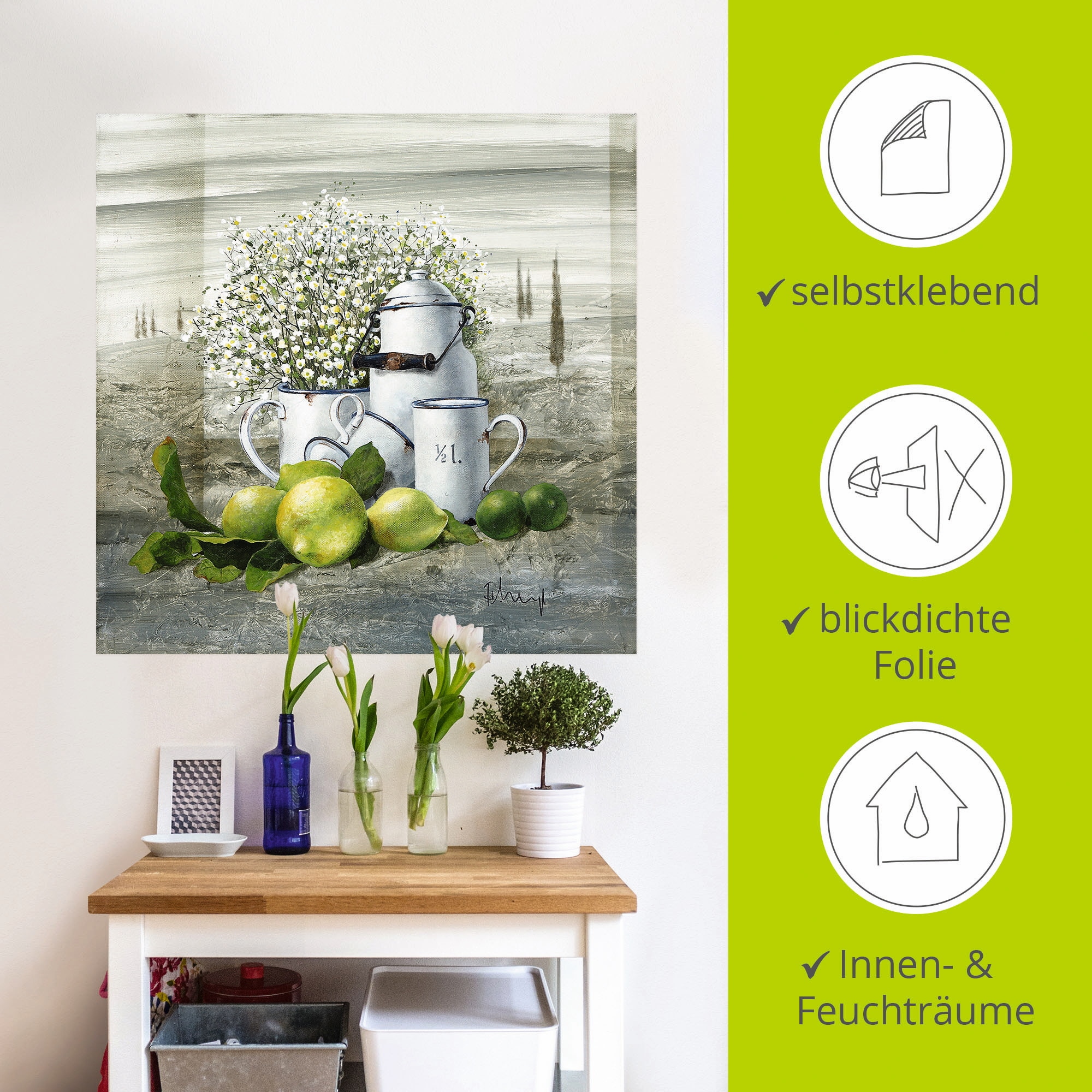 Artland Wandbild »Stillleben mit Milchkanne«, Arrangements, (1 St.), als Leinwandbild, Poster, Wandaufkleber in verschied. Größen