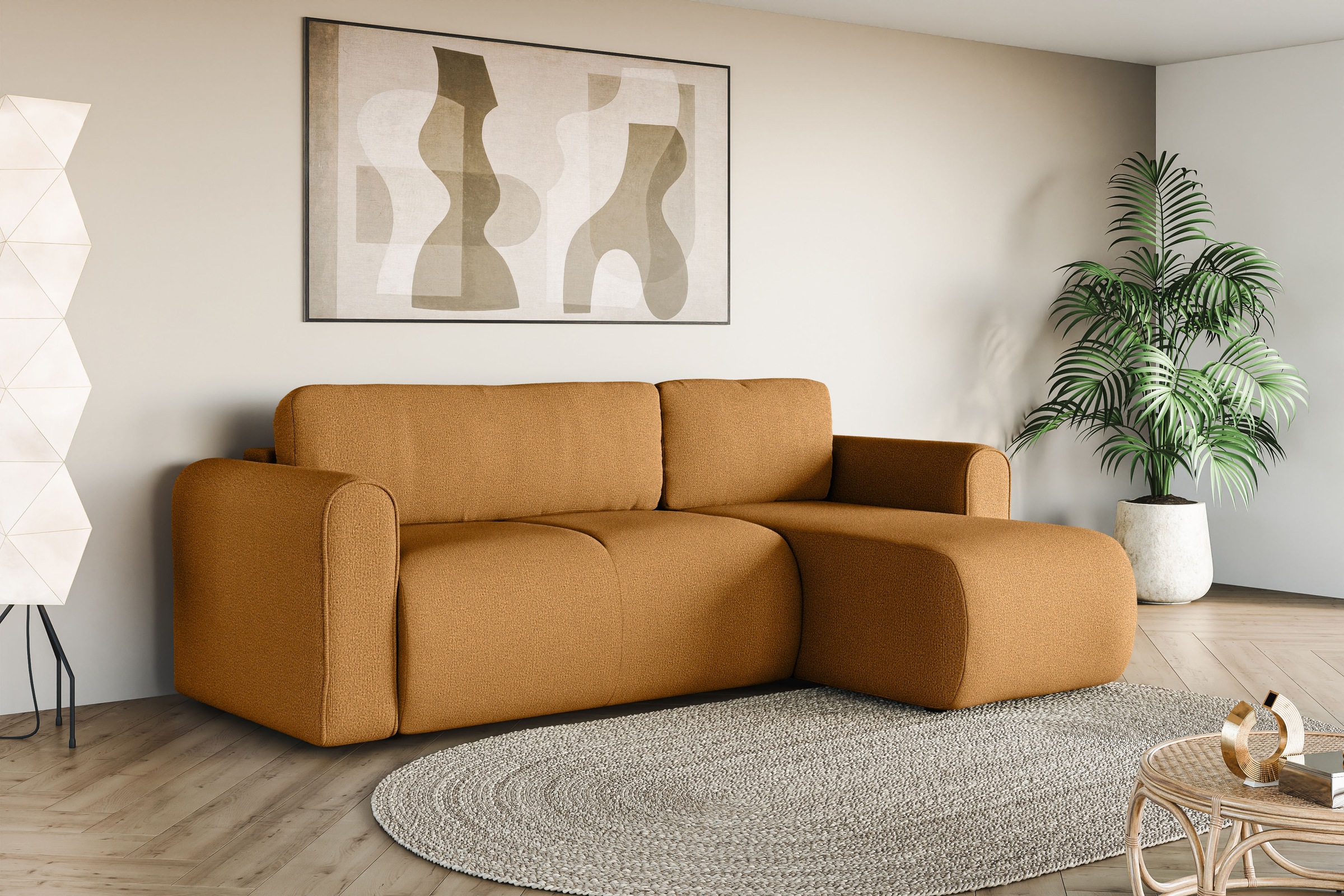 INOSIGN Ecksofa »Zacharia wahlweise Schlafsofa mit Bettkasten, B/T/H 250/166/86 cm«, L-Form mit Wellenunterfederung, Recamiere beidseitig montierbar