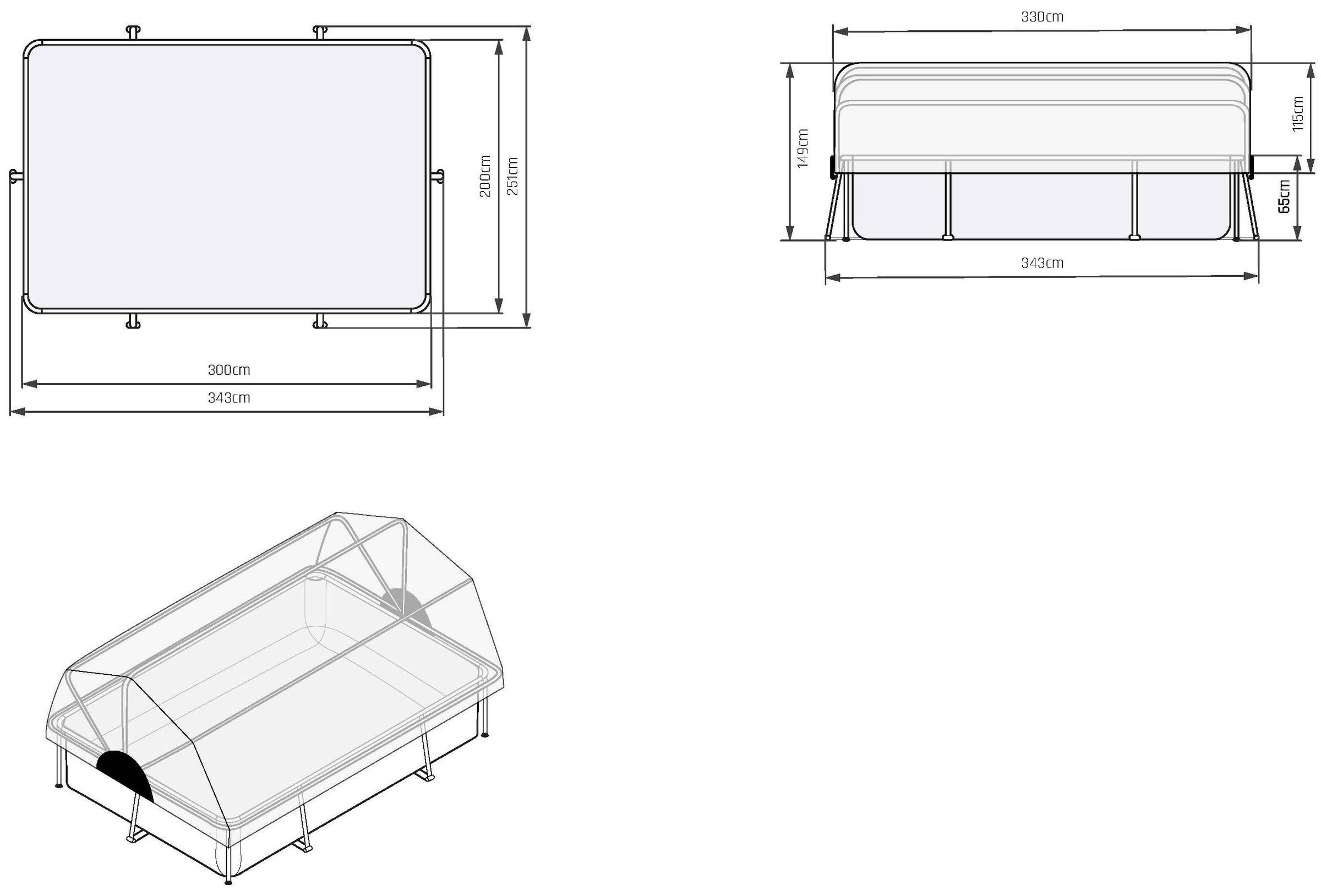 EXIT Framepool, (Set, 3 tlg.), BxLxH: 200x300x65 cm, mit Kartuschenfilter und Abdeckung