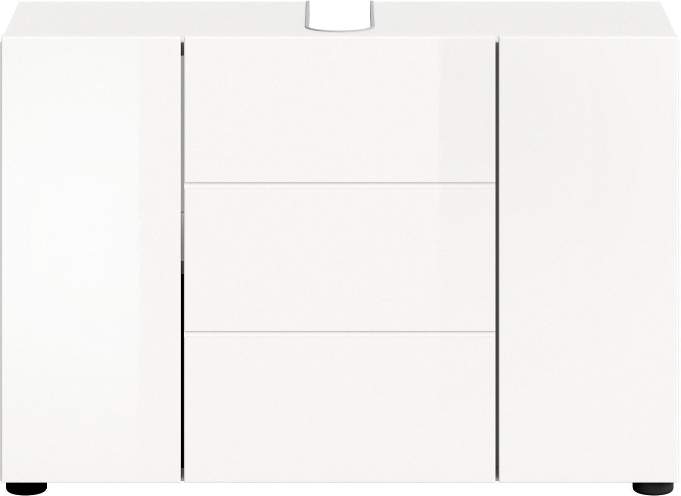 welltime Waschbeckenunterschrank »BIEL, TOPSELLER!, Breite 82 cm, 3 Türen, 2 Böden, mit Siphonausschnitt«, (1 St.), Badmöbel, Badschrank, Schrank, Unterschrank, Bad, Badezimmer