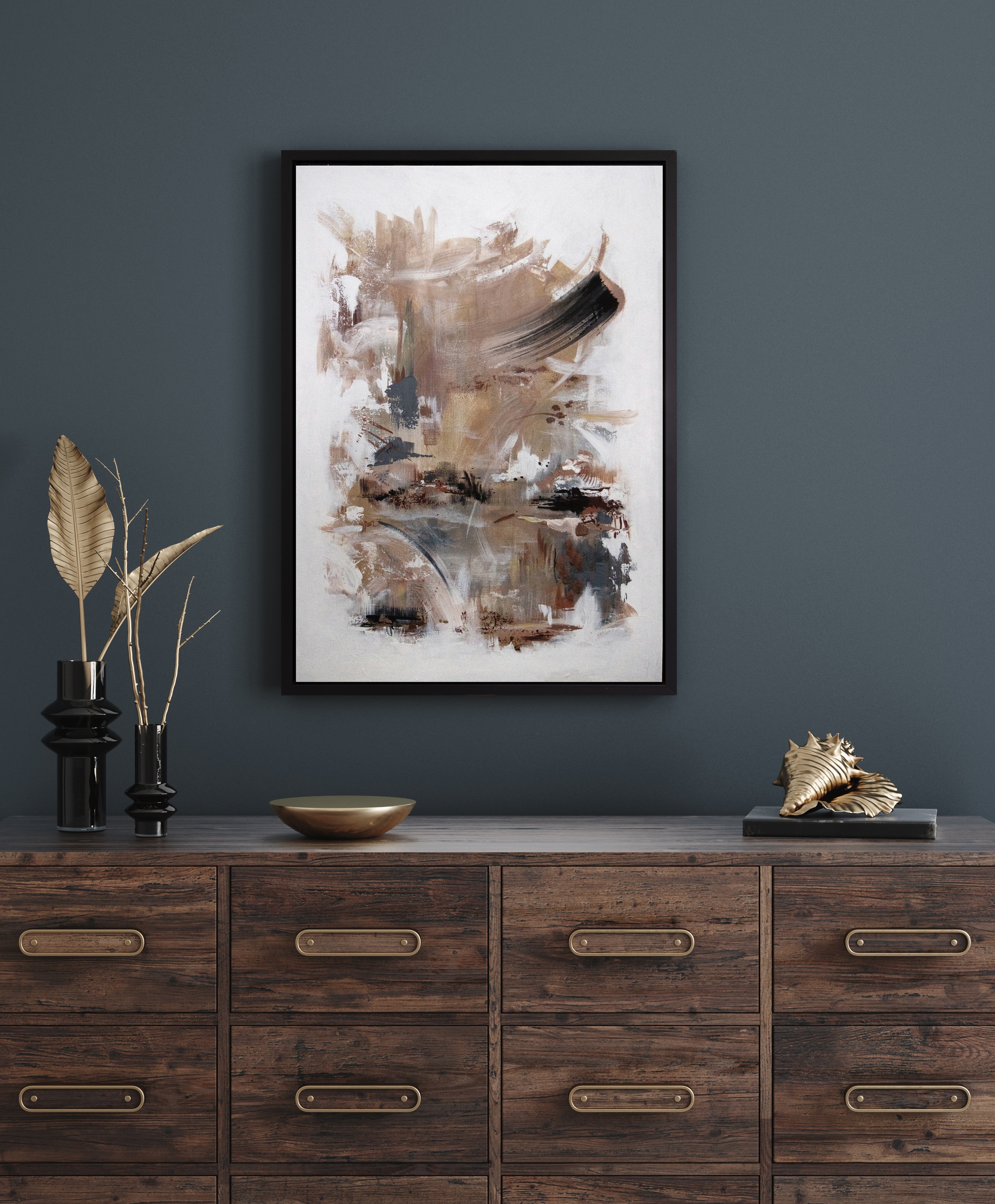 queence Leinwandbild »Abstrakt Braund und Grau«, Abstrakt-Abstrakte-Kunst-M günstig online kaufen