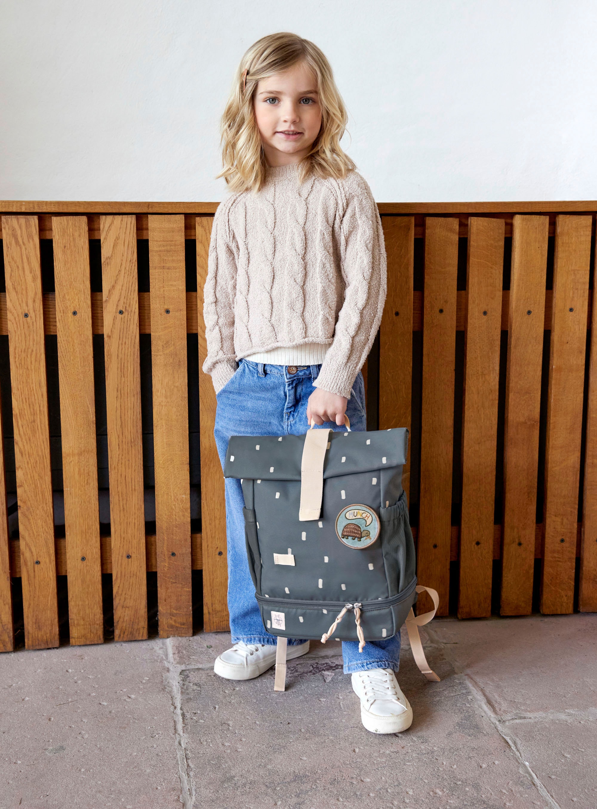 LÄSSIG Kinderrucksack »Happy Prints, Mini Rolltop, Midnight Blue«, Reflektoren