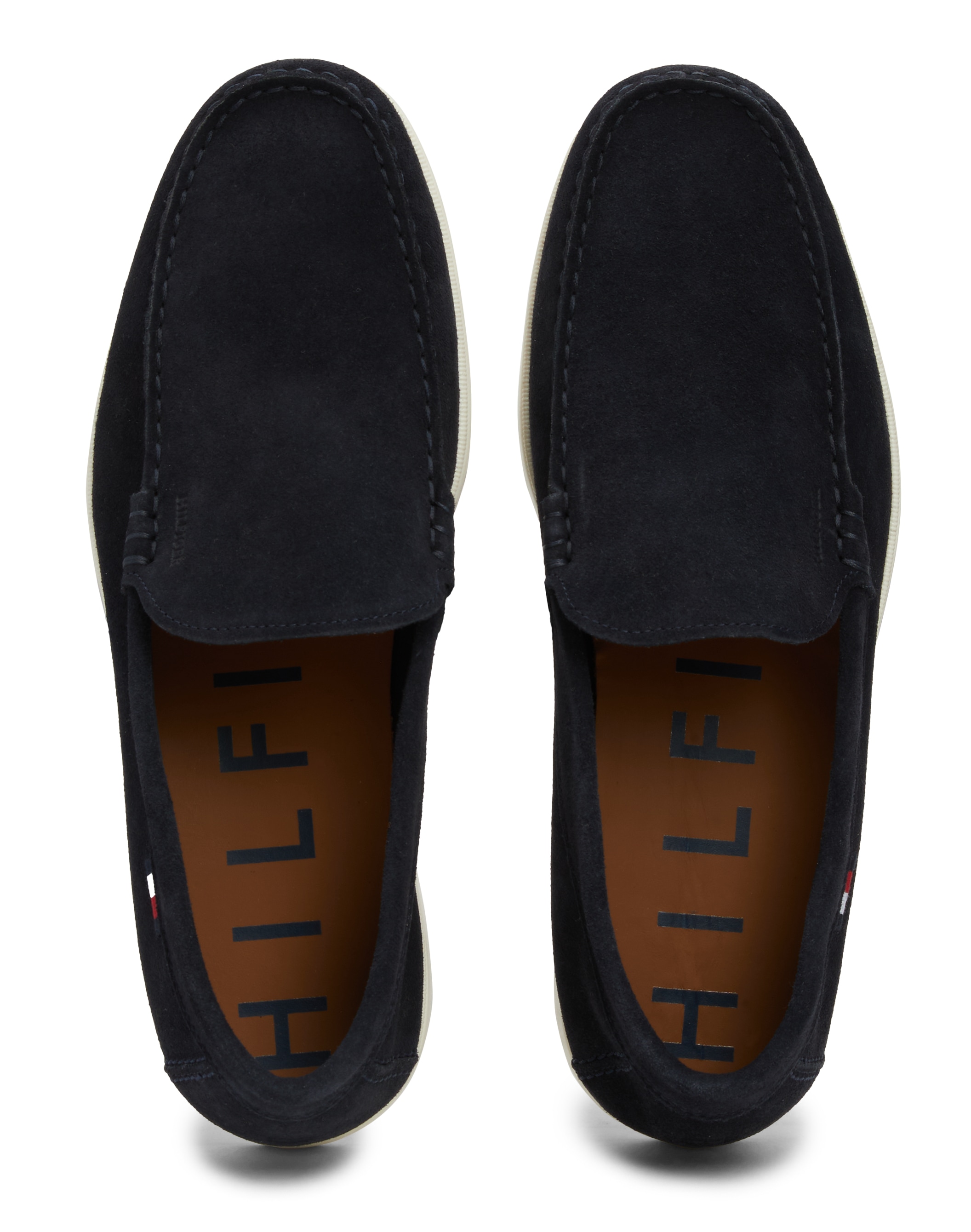 Tommy Hilfiger Slipper »HILFIGER CASUAL SUEDE LOAFER«, Businessmode, Schlupfschuh, Freitzeitschuh mit seitlicher Logoflag